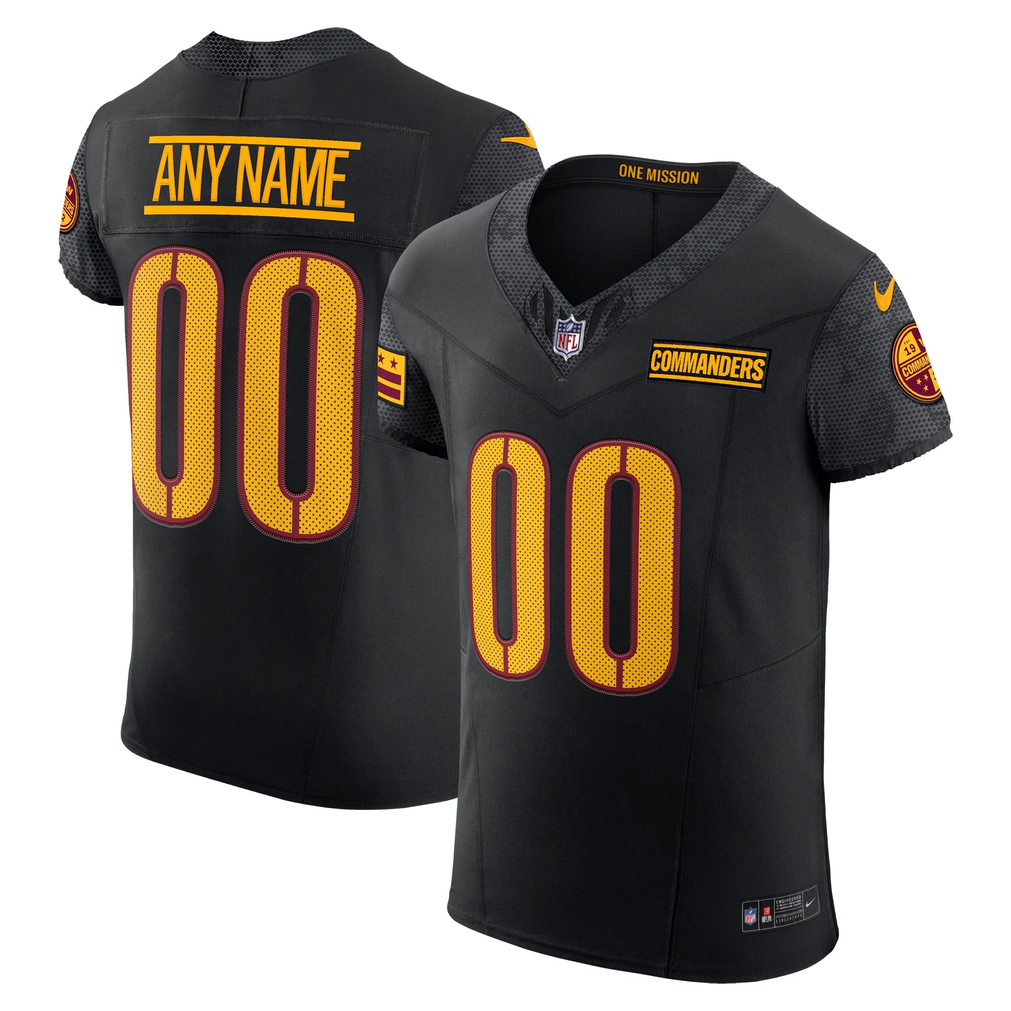 Washington Commanders Alternate Vapor F.U.S.E. Elite Custom Jersey - Black | Stitched Football Jersey TJS1818