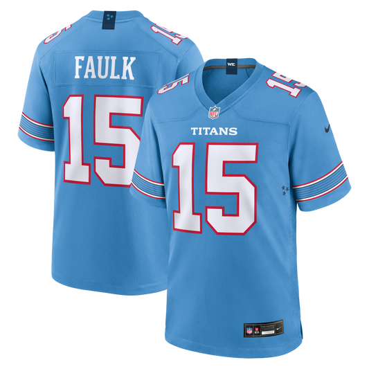 Keldric Faulk Tennessee Titans Team Game Jersey - Light Blue | Stitched Football Jersey TJS1756