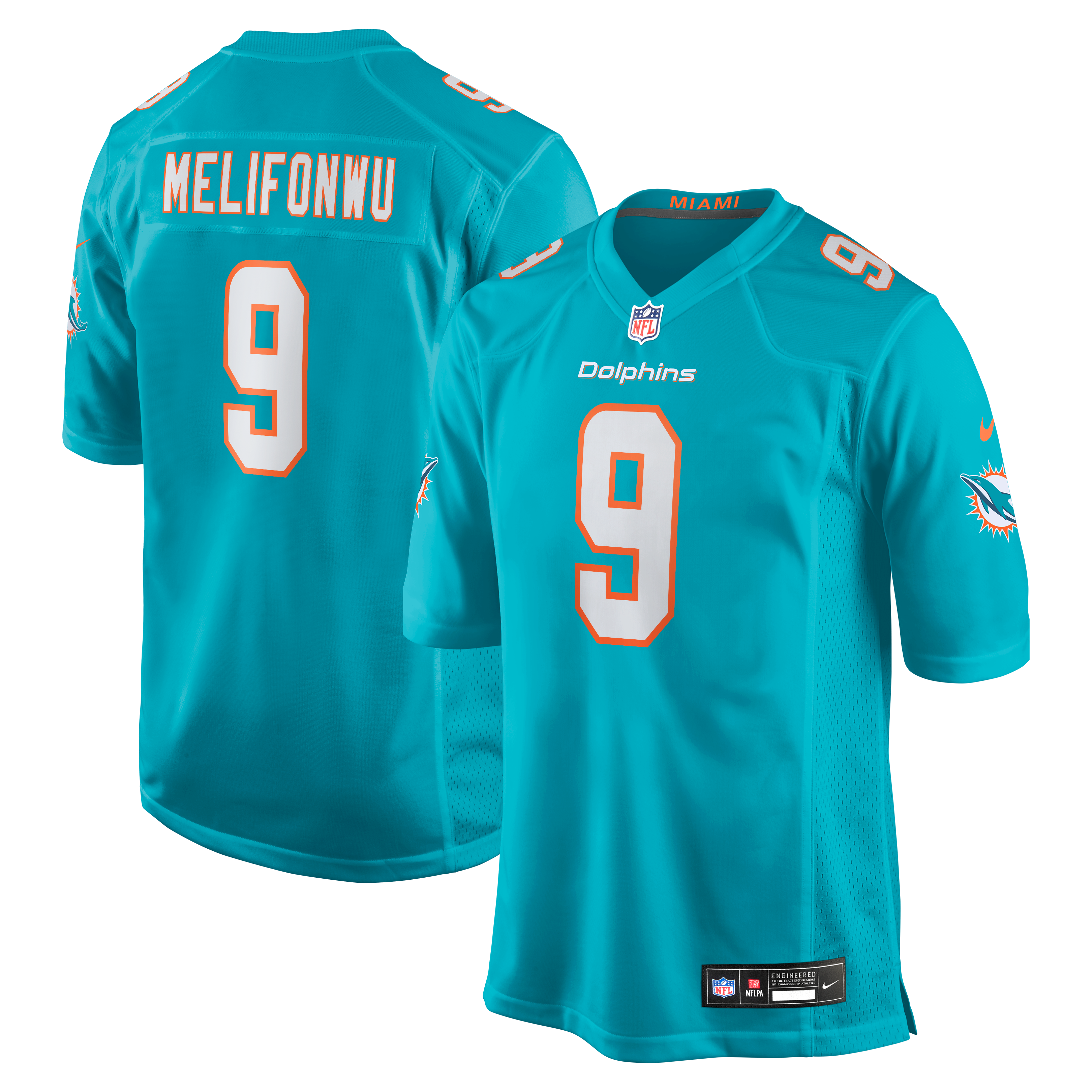 Ifeatu Melifonwu Miami Dolphins Team Game Jersey - Aqua | Stitched Football Jersey TJS1803