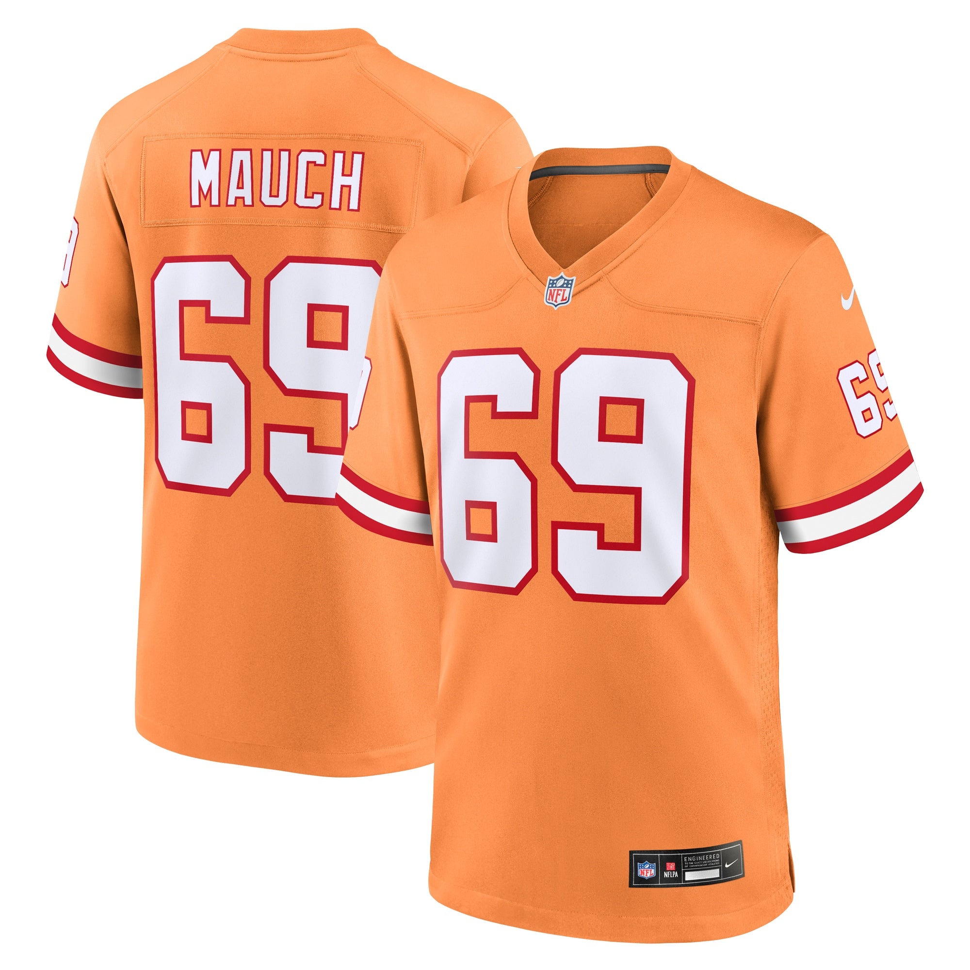 Cody Mauch Tampa Bay Buccaneers Alternate Game Jersey - Orange | Stitched Football Jersey TJS1721