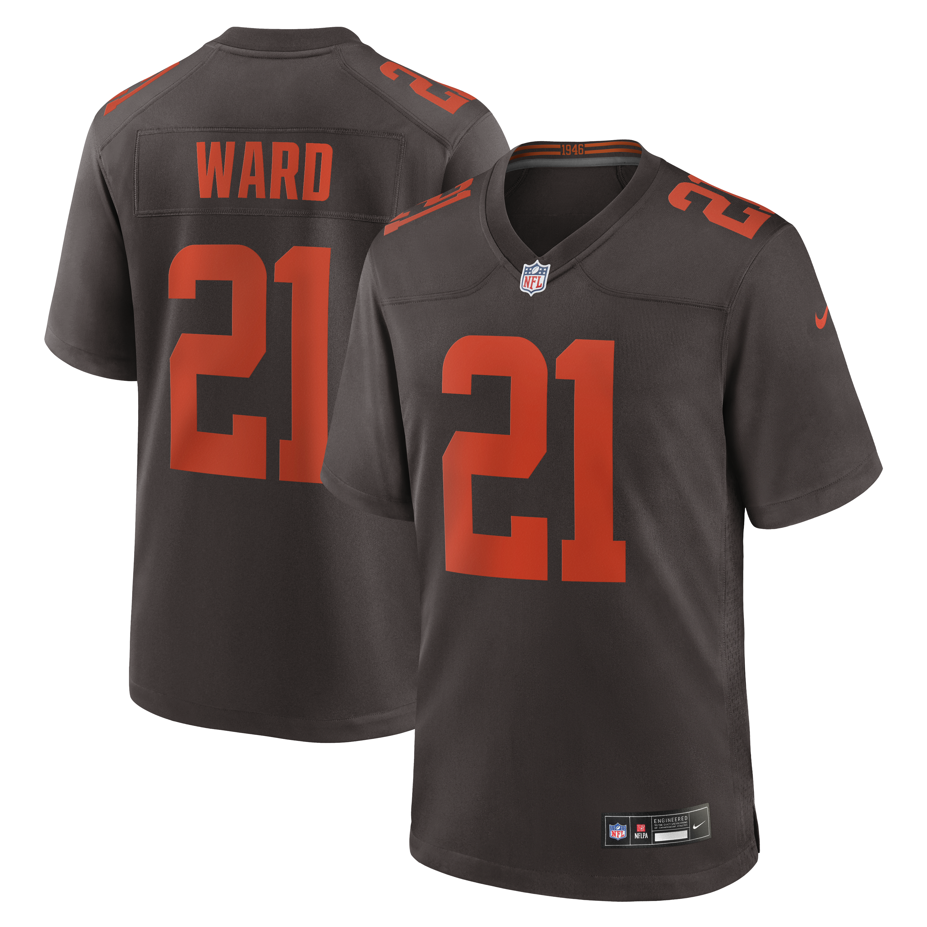 Denzel Ward Cleveland Browns Alpha Dawg Game Jersey - Brown | Stitched Football Jersey TJS1784