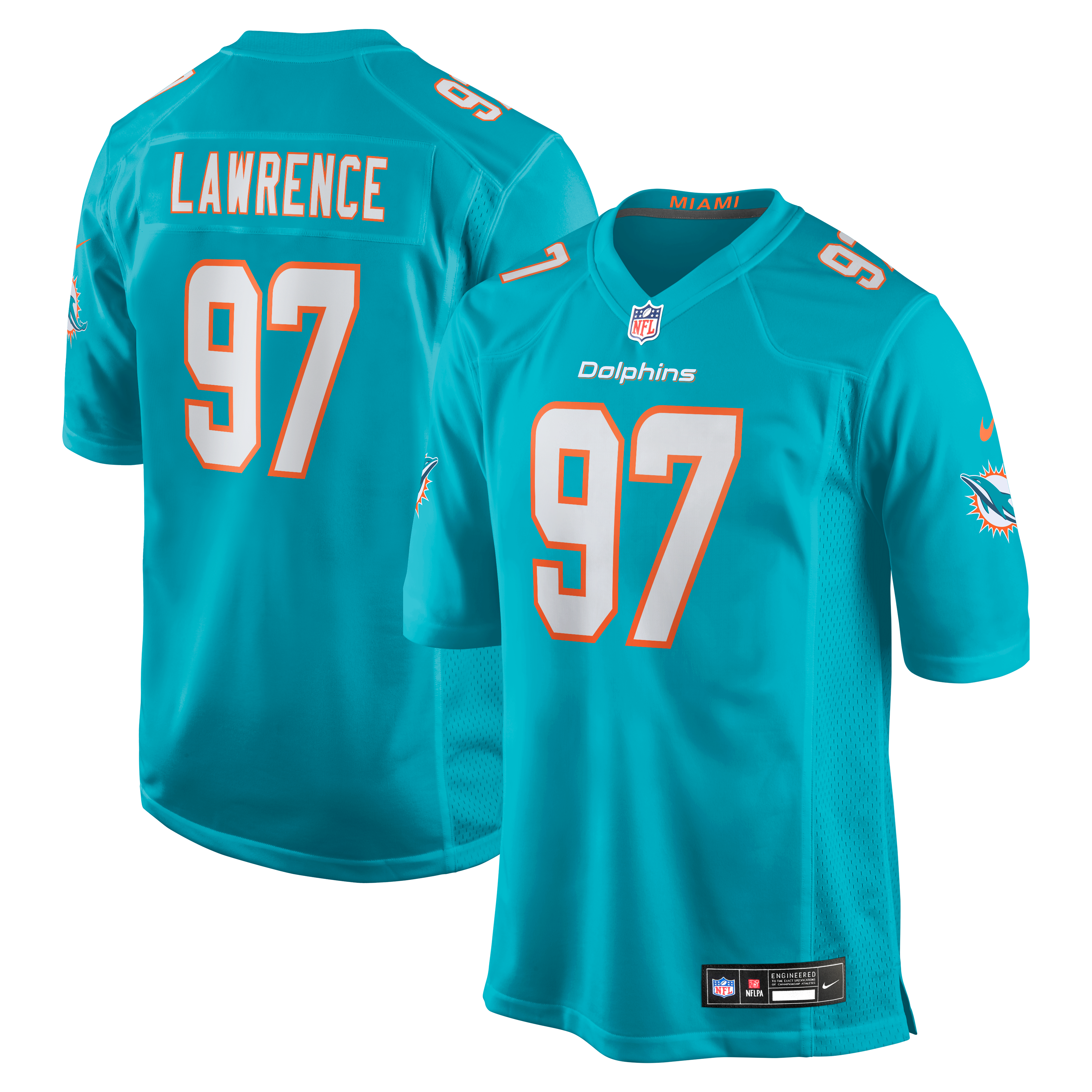 Rashard Lawrence Miami Dolphins Team Game Jersey - Aqua | Stitched Football Jersey TJS1787