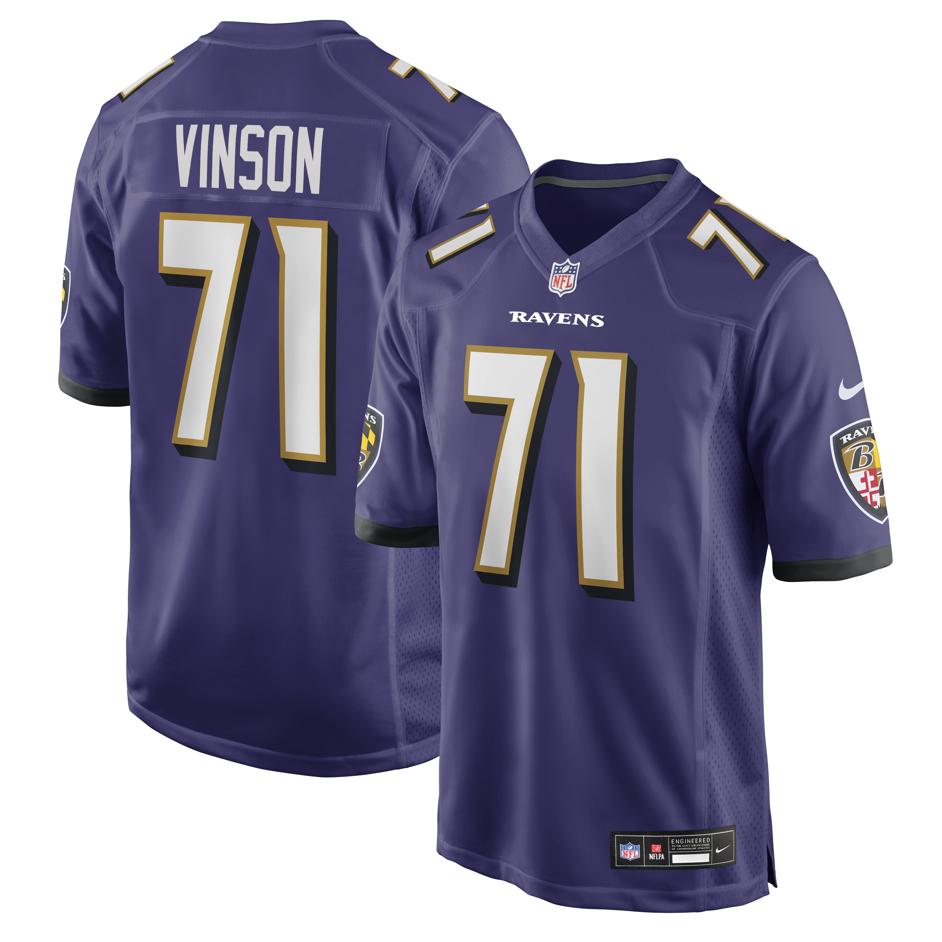 Carson Vinson Baltimore Ravens Team Game Jersey - Purple | Stitched Football Jersey TJS2093