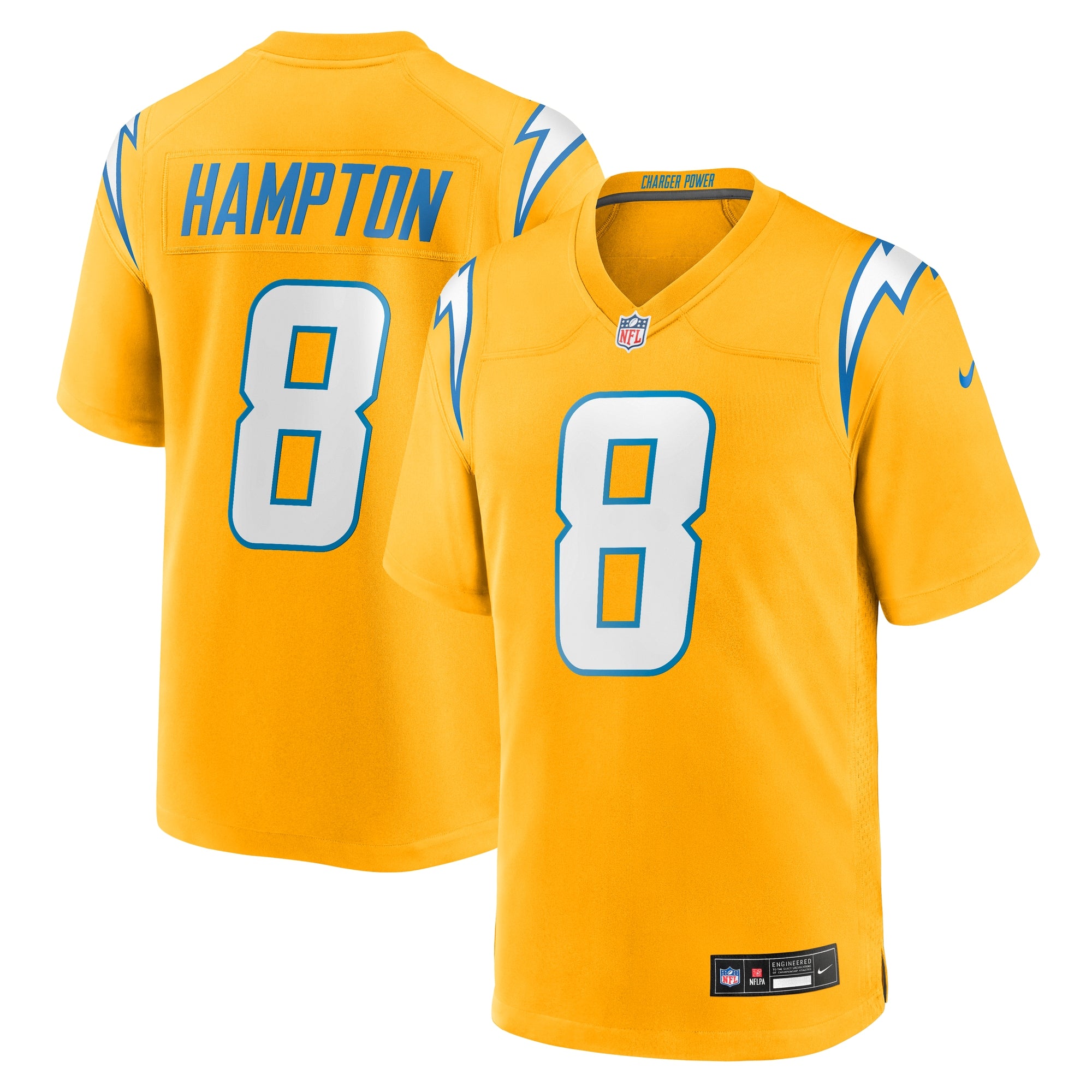 Omarion Hampton Los Angeles Chargers Alternate Charger Power Game Player Jersey - Gold | Stitched Football Jersey TJS2099