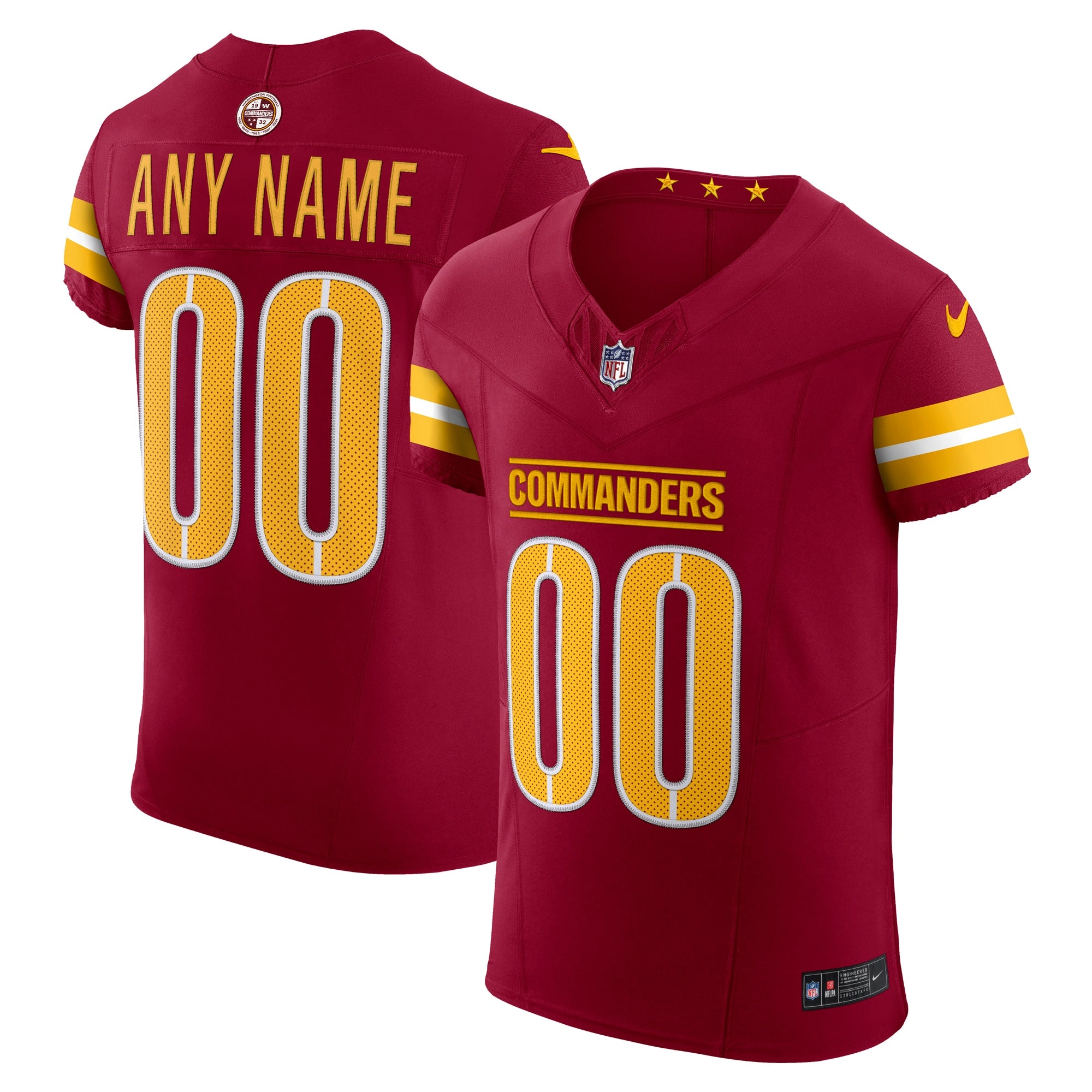 Washington Commanders Team Vapor F.U.S.E. Elite Custom Jersey - Burgundy | Stitched Football Jersey TJS1941