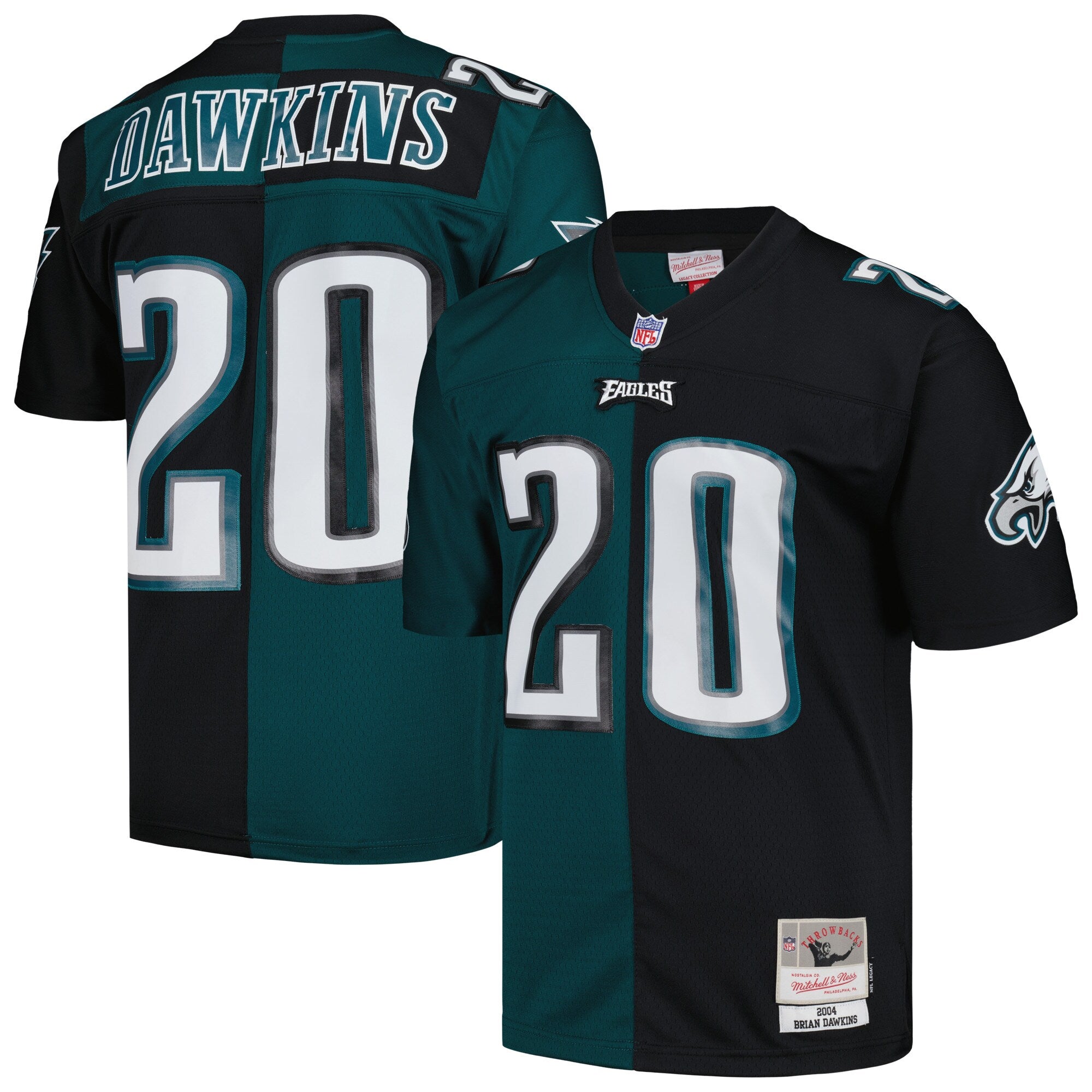 Brian Dawkins Philadelphia Eagles M & N 2004 Split Legacy Replica Jersey - Midnight Green/Black | Stitched Football Jersey TJS1990
