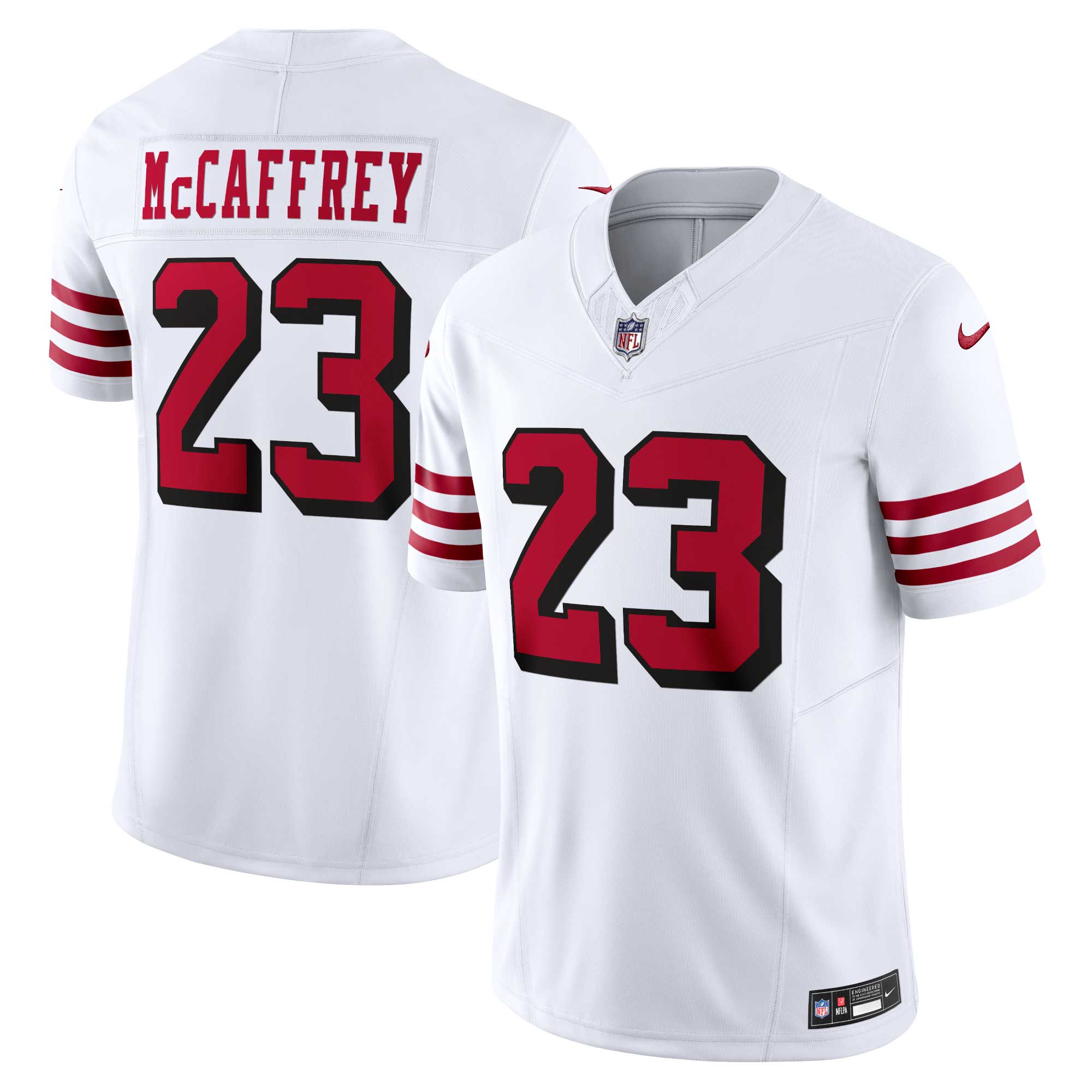 Christian McCaffrey San Francisco 49ers Vapor F.U.S.E. Limited 2nd Alternate Jersey - White | Stitched Football Jersey TJS2005