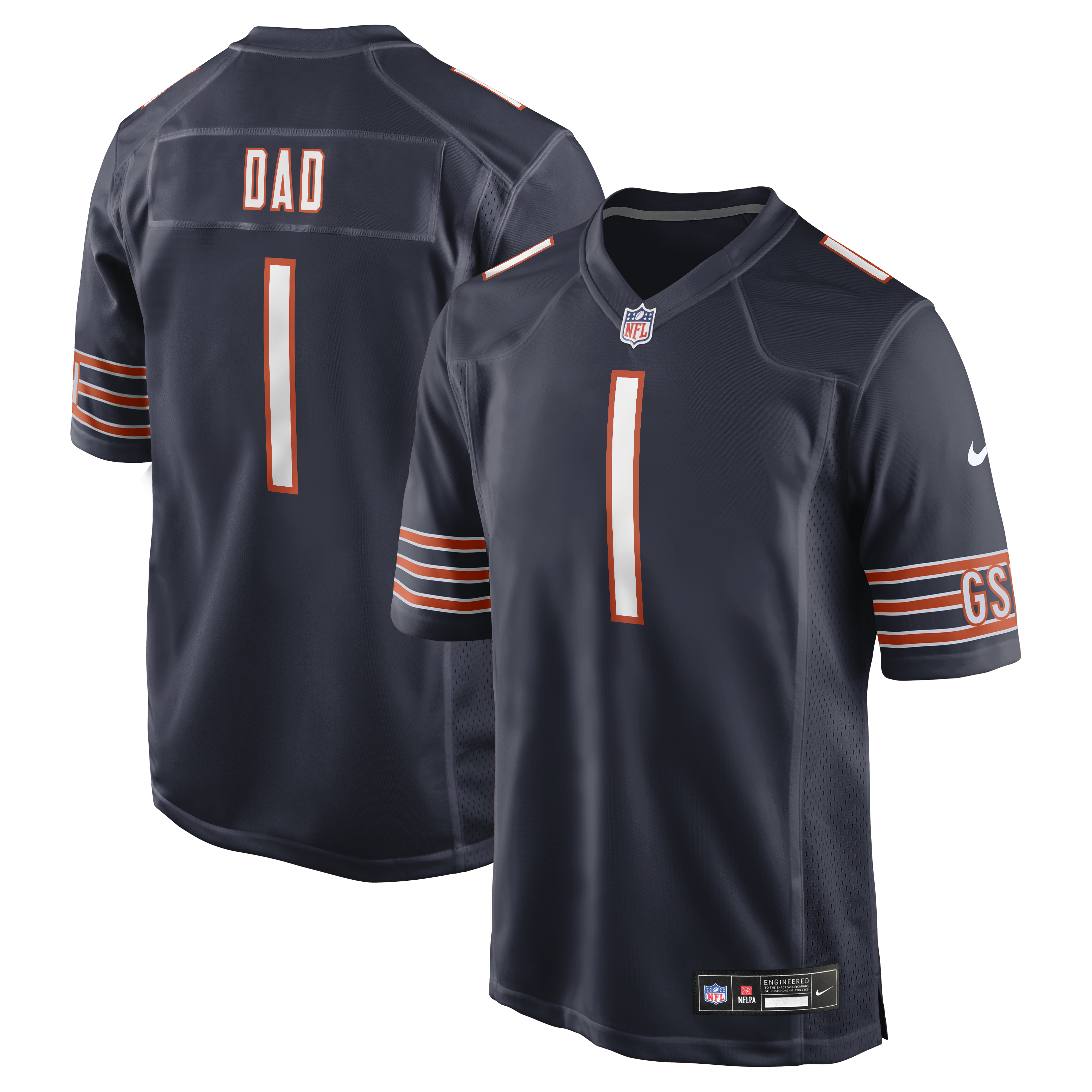 Number 1 Dad Chicago Bears Game Jersey - Navy | Stitched Football Jersey TJS2051