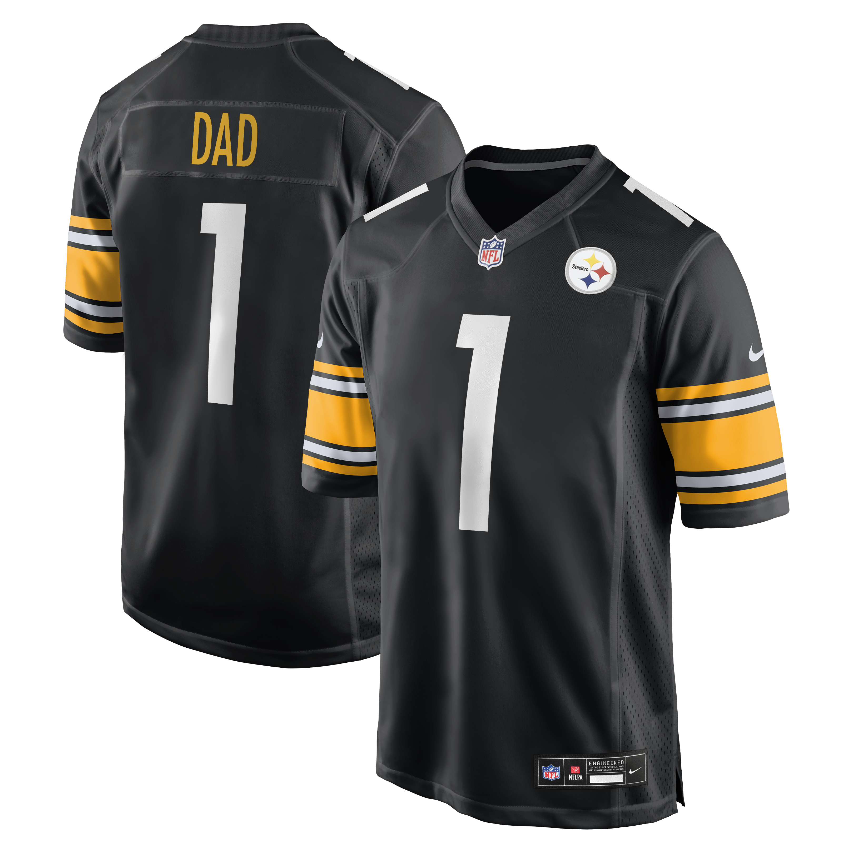 Number 1 Dad Pittsburgh Steelers Game Jersey - Black | Stitched Football Jersey TJS2155