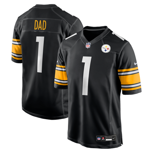 Number 1 Dad Pittsburgh Steelers Game Jersey - Black | Stitched Football Jersey TJS2155