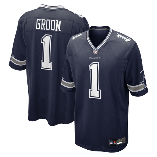 Number 1 Groom Dallas Cowboys Game Jersey - Navy | Stitched Football Jersey TJS1964
