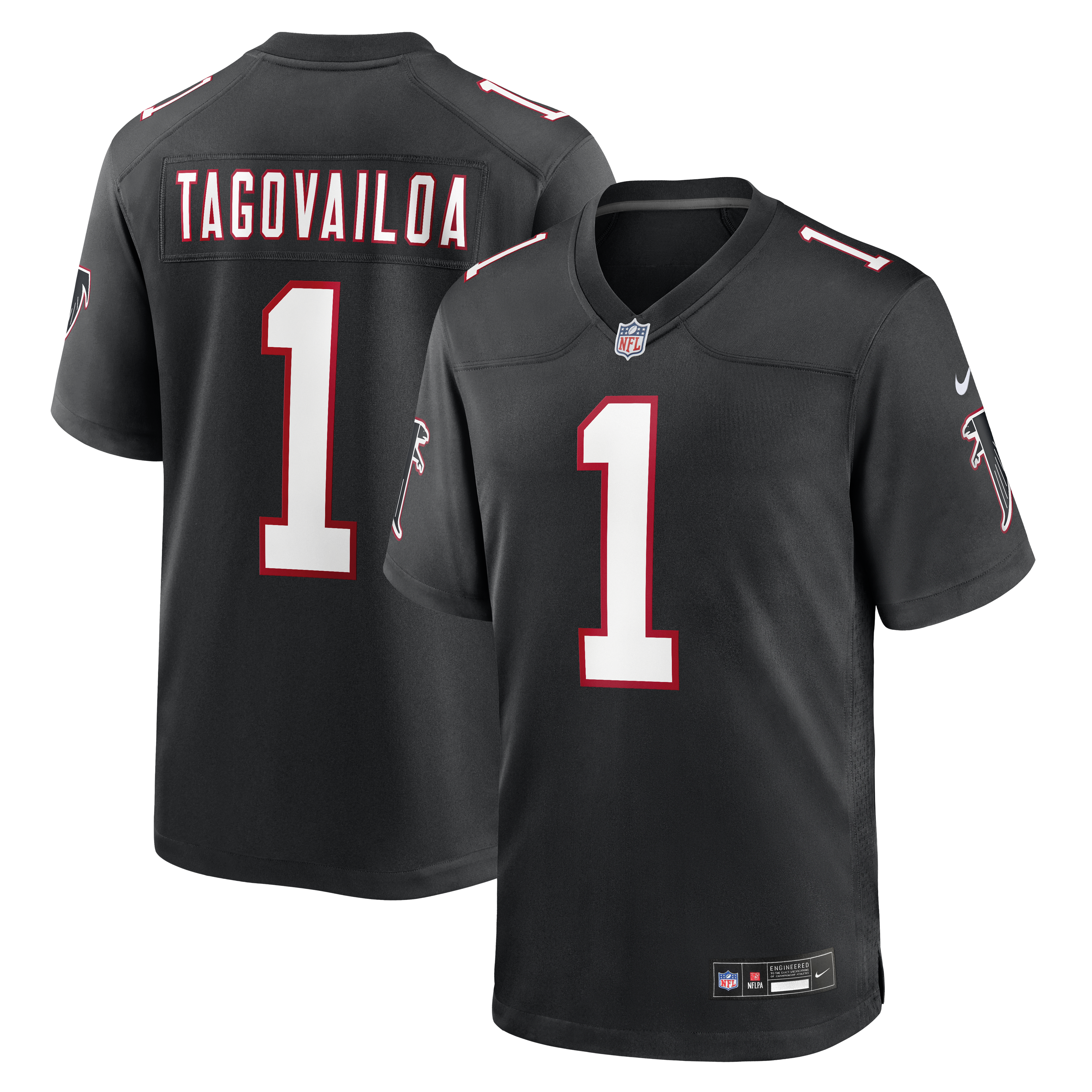 Tua Tagovailoa Atlanta Falcons Alternate Game Jersey - Black | Stitched Football Jersey TJS2034