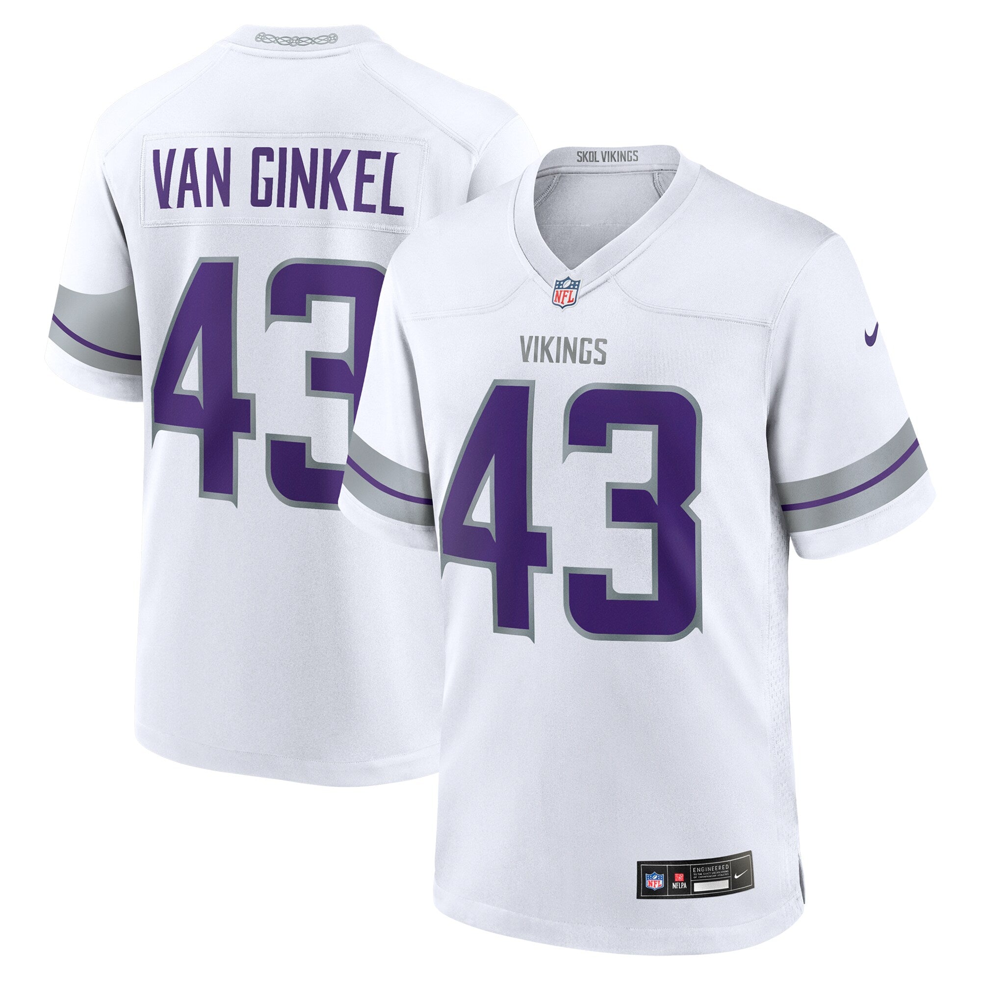 Andrew Van Ginkel Minnesota Vikings Alternate Game Jersey - White | Stitched Football Jersey TJS2186