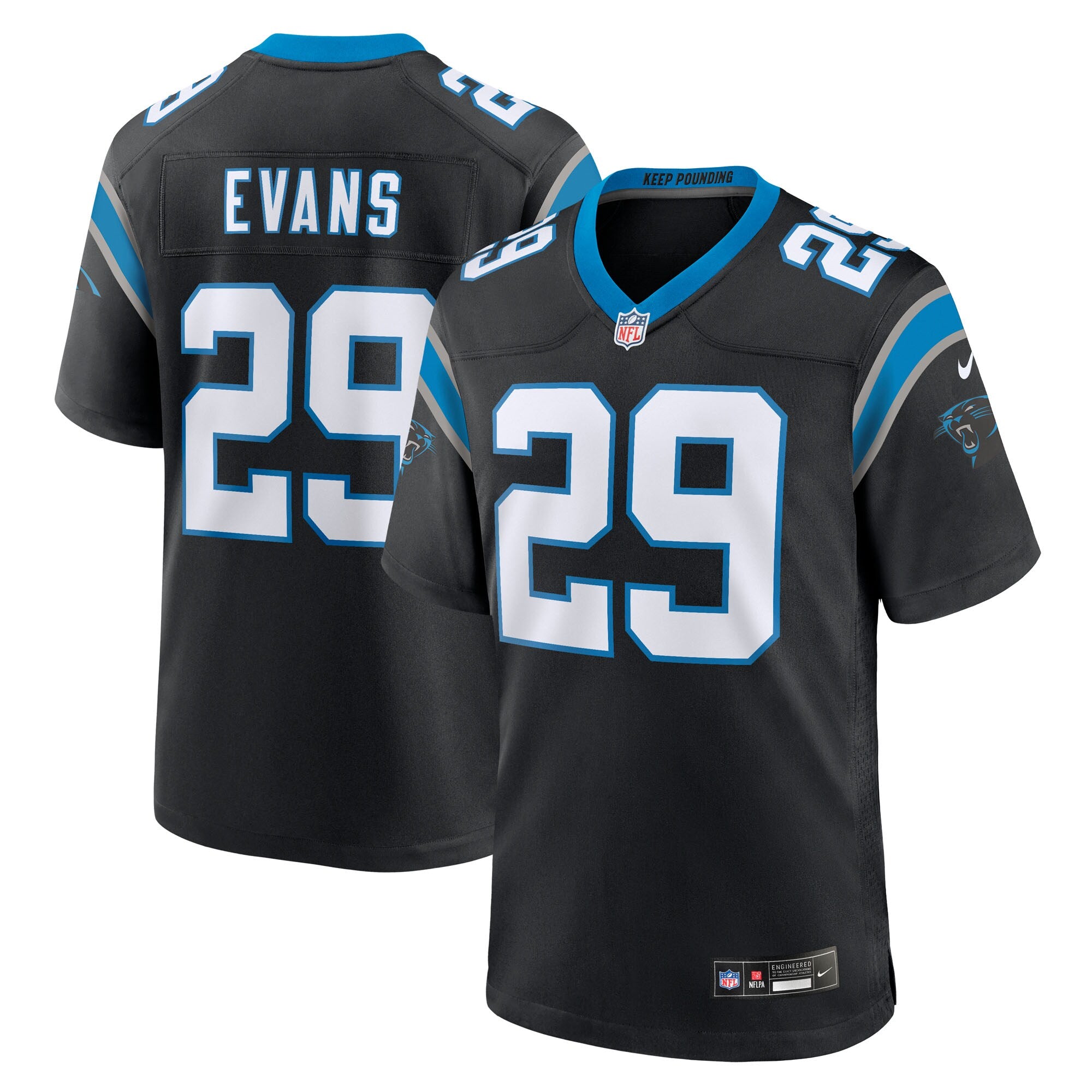 Akayleb Evans Carolina Panthers Team Game Jersey - Black | Stitched Football Jersey TJS2111