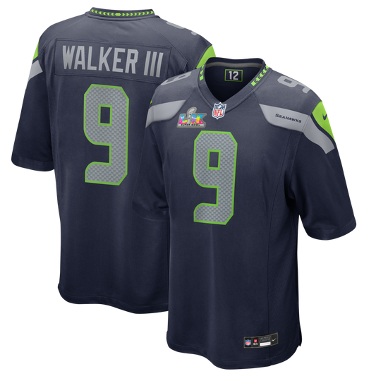 Kenneth Walker III Seattle Seahawks Super Bowl LX Patch Game Jersey - College Navy | Stitched Football Jersey TJS2032