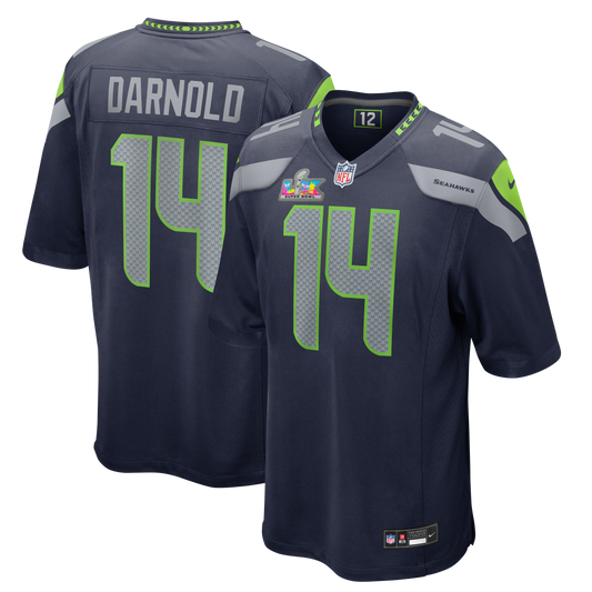 Sam Darnold Seattle Seahawks Super Bowl LX Patch Game Jersey - College Navy | Stitched Football Jersey TJS2109