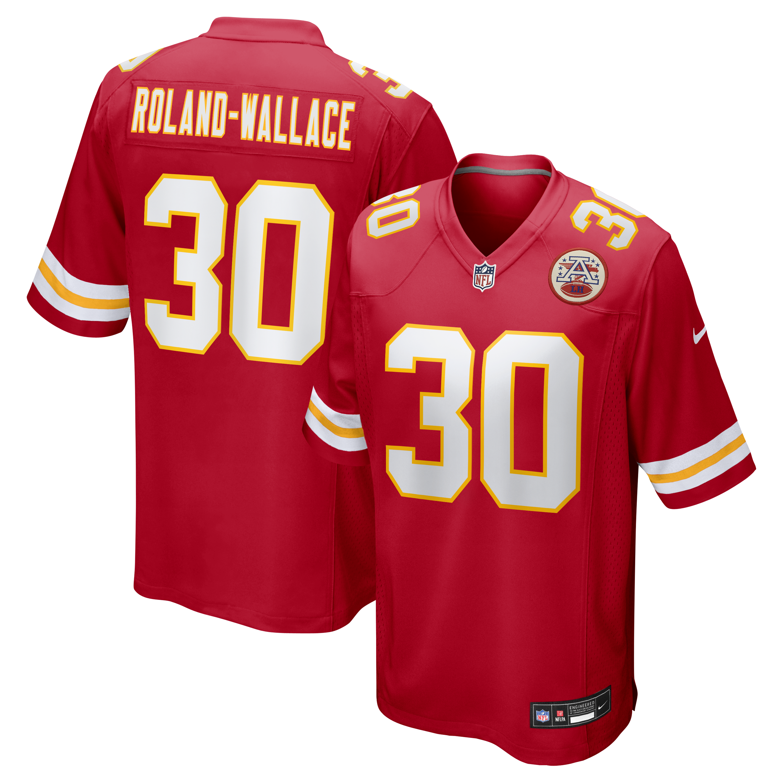 Chris Roland-Wallace Kansas City Chiefs Game Jersey - Red | Stitched Football Jersey TJS2188