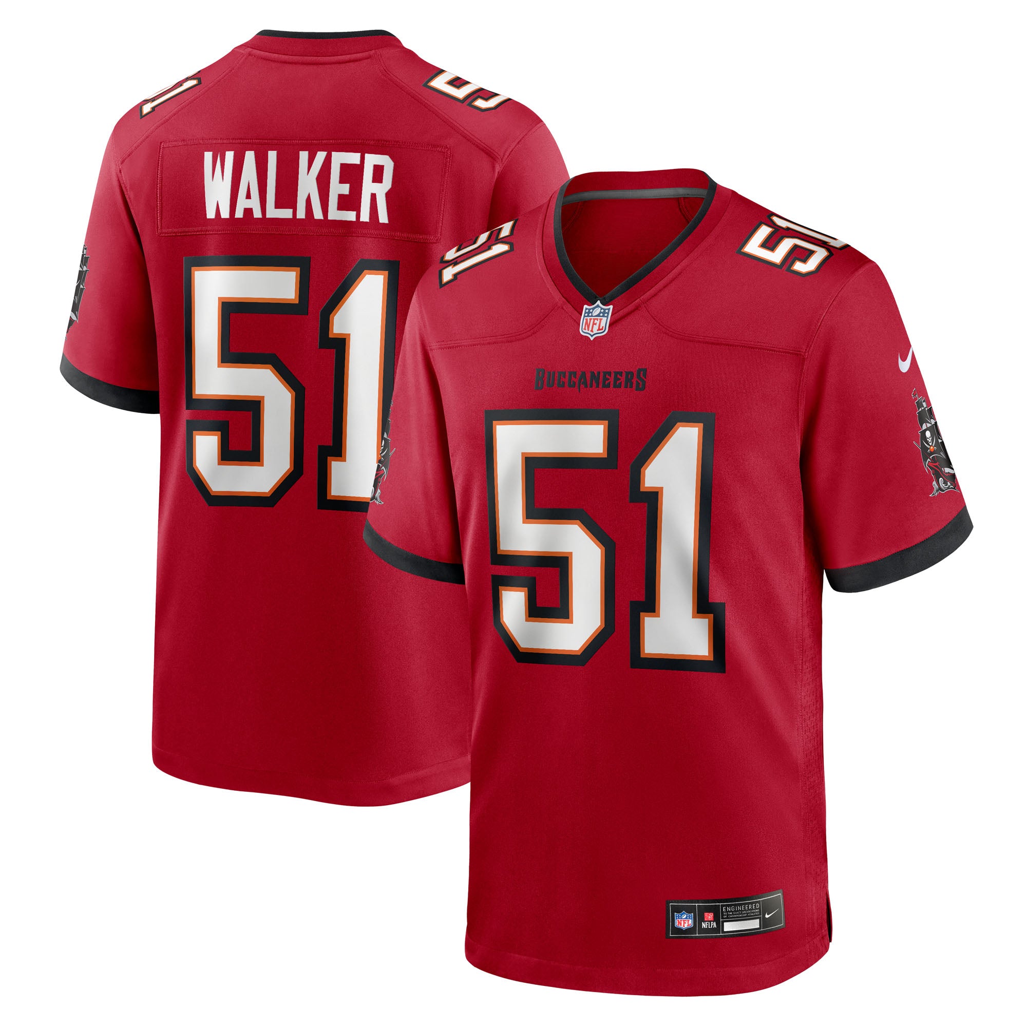 David Walker Tampa Bay Buccaneers Team Game Jersey - Red | Stitched Football Jersey TJS2146