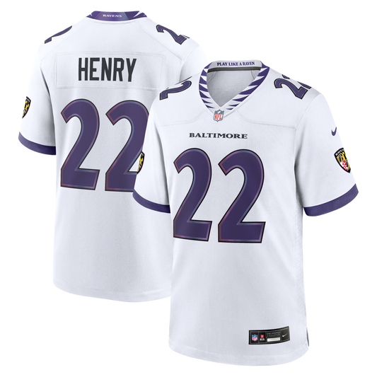 Derrick Henry Baltimore Ravens Game Jersey - White | Stitched Football Jersey TJS2128