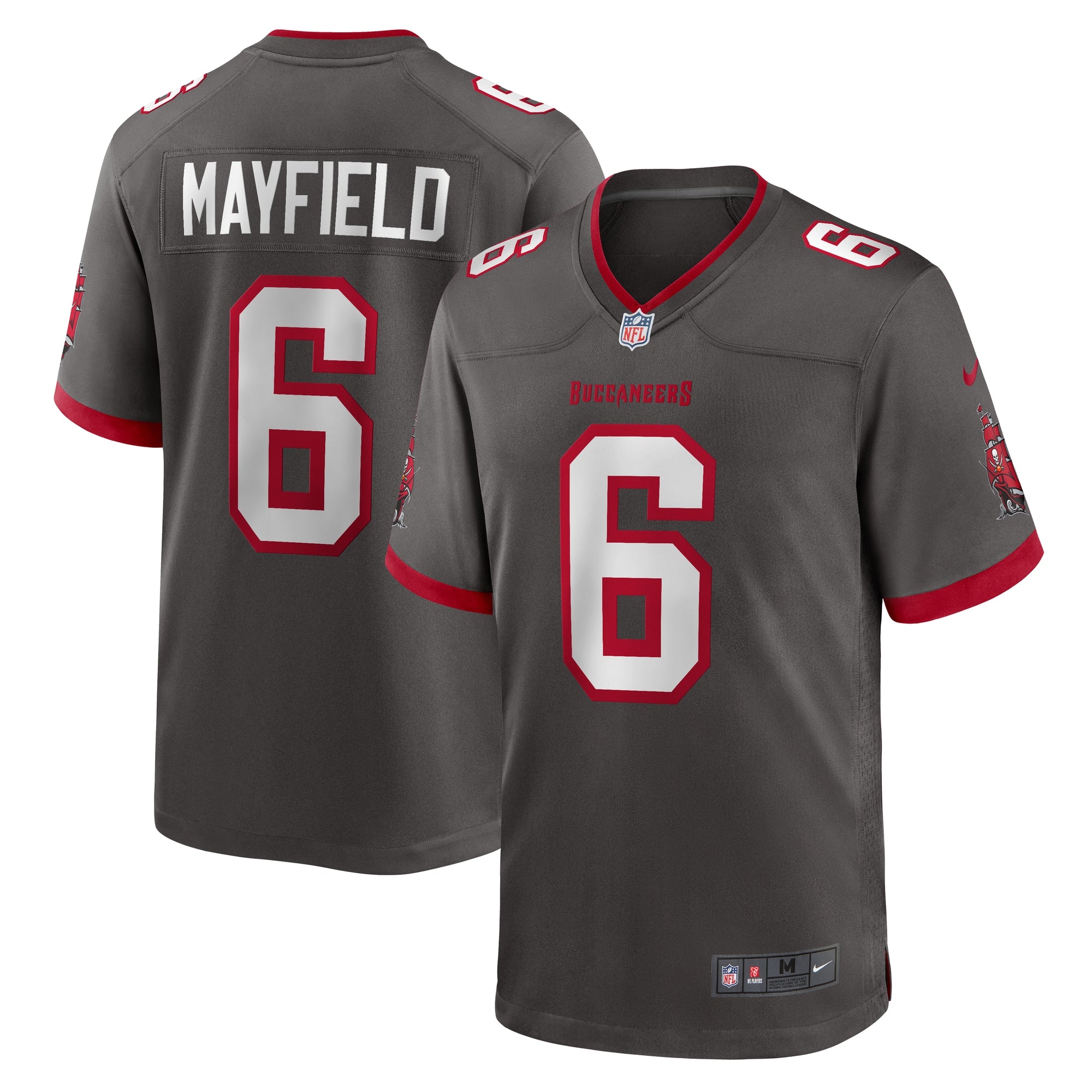 Baker Mayfield Tampa Bay Buccaneers Alternate Game Player Jersey - Pewter | Stitched Football Jersey TJS2156