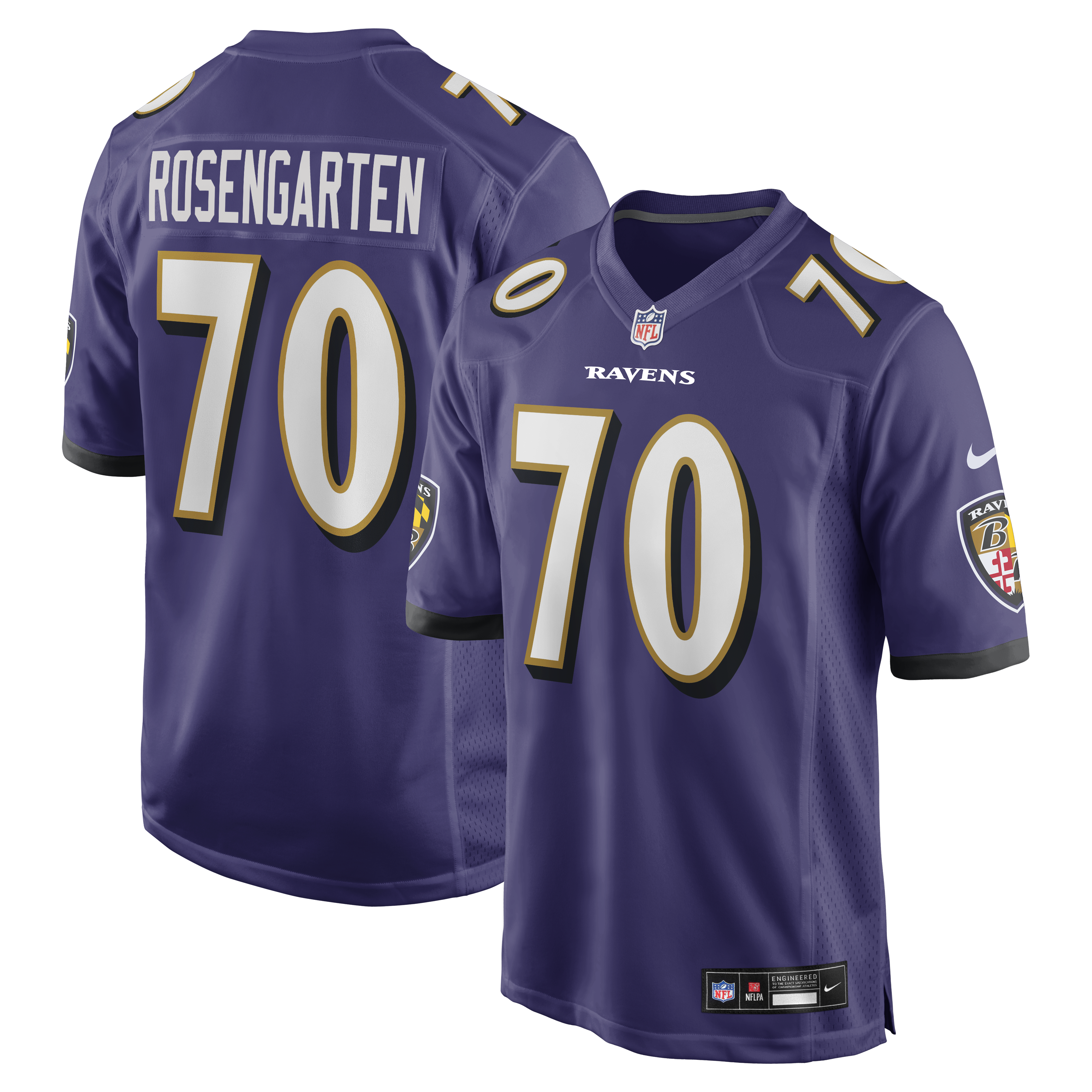 Roger Rosengarten Baltimore Ravens Team Game Jersey - Purple | Stitched Football Jersey TJS2148