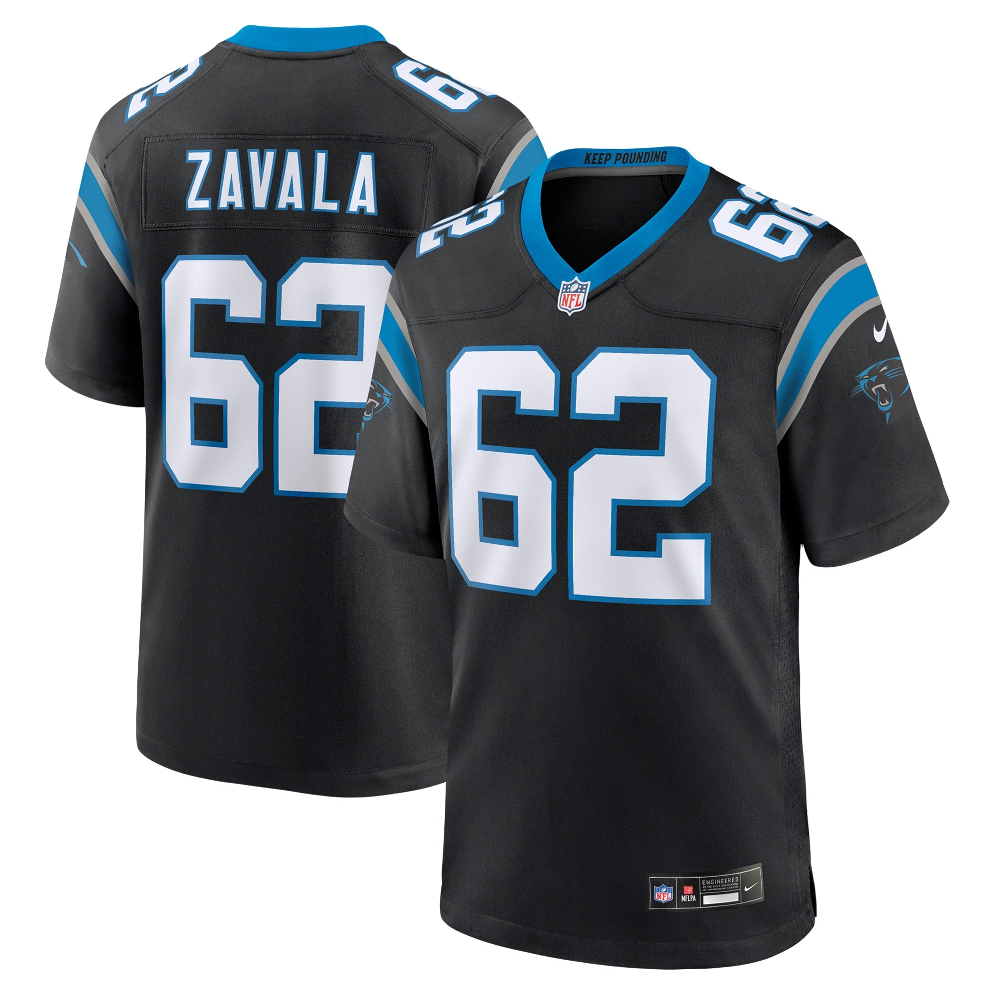 Chandler Zavala Carolina Panthers Game Jersey - Black | Stitched Football Jersey TJS2174