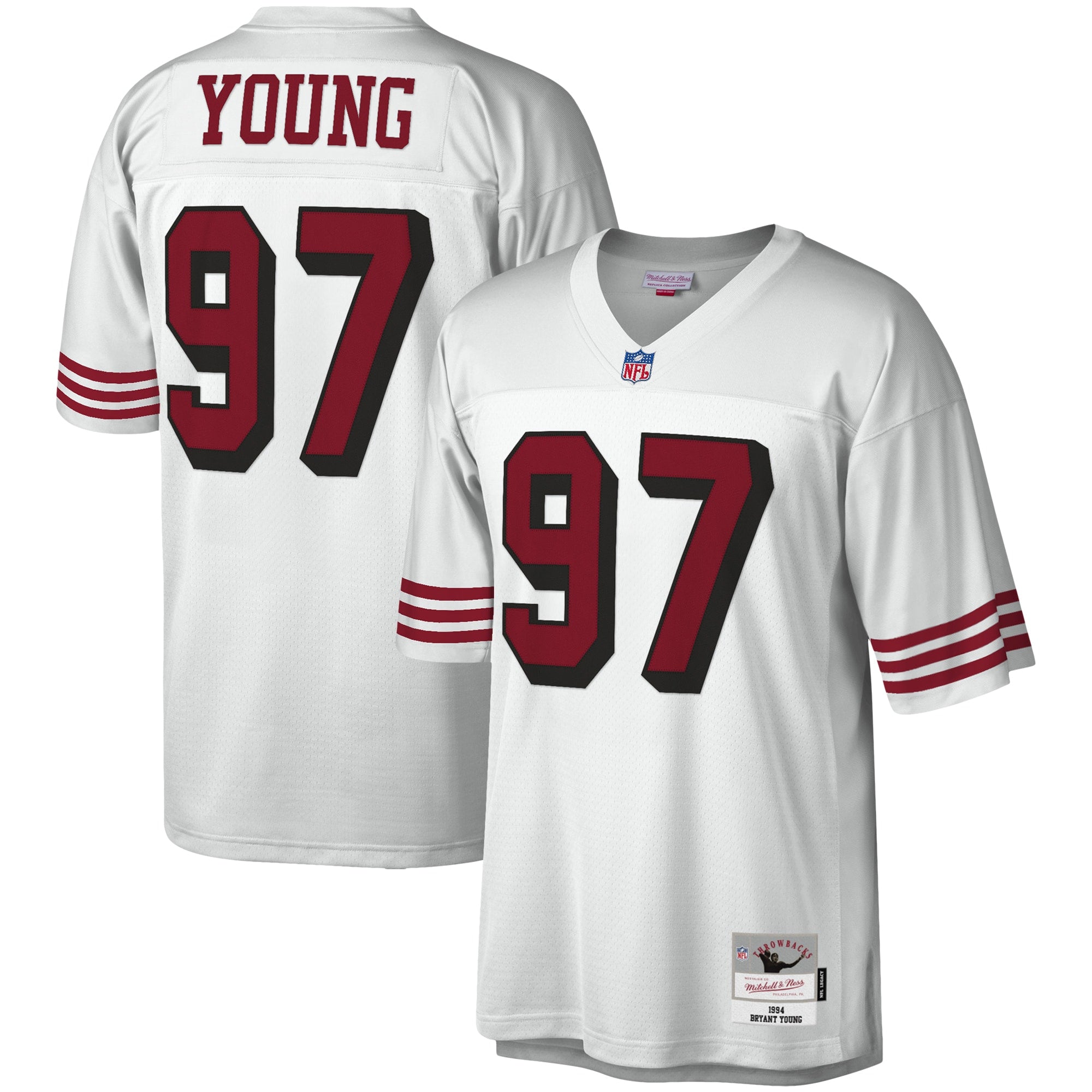 Bryant Young San Francisco 49ers M & N Legacy Replica Jersey - White | Stitched Football Jersey TJS2164