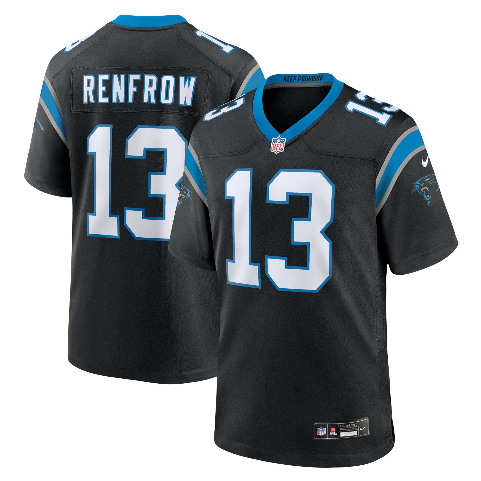 Hunter Renfrow Carolina Panthers Team Game Jersey - Black | Stitched Football Jersey TJS2096