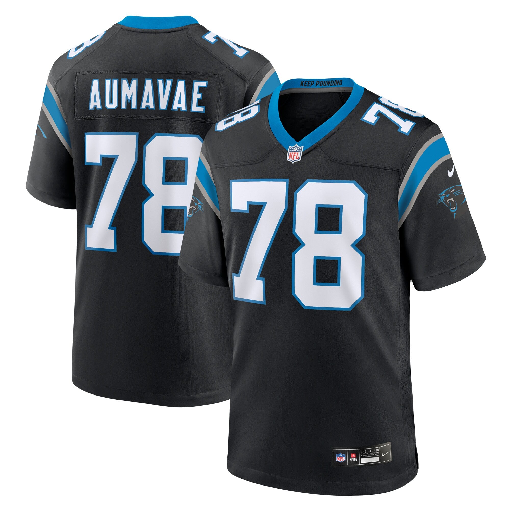 Popo Aumavae Carolina Panthers Team Game Jersey - Black | Stitched Football Jersey TJS1988