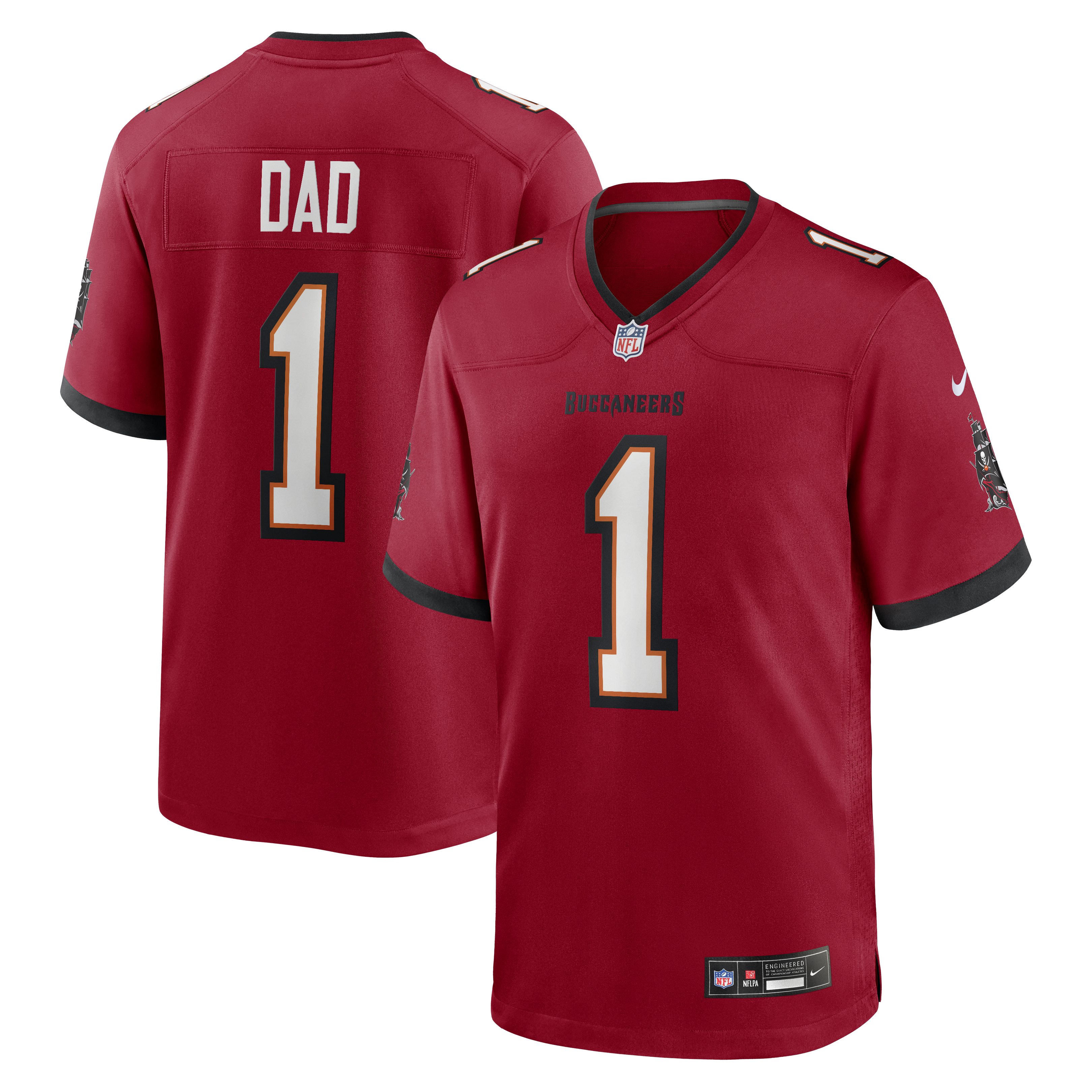 Number 1 Dad Tampa Bay Buccaneers Game Jersey - Red | Stitched Football Jersey TJS2239