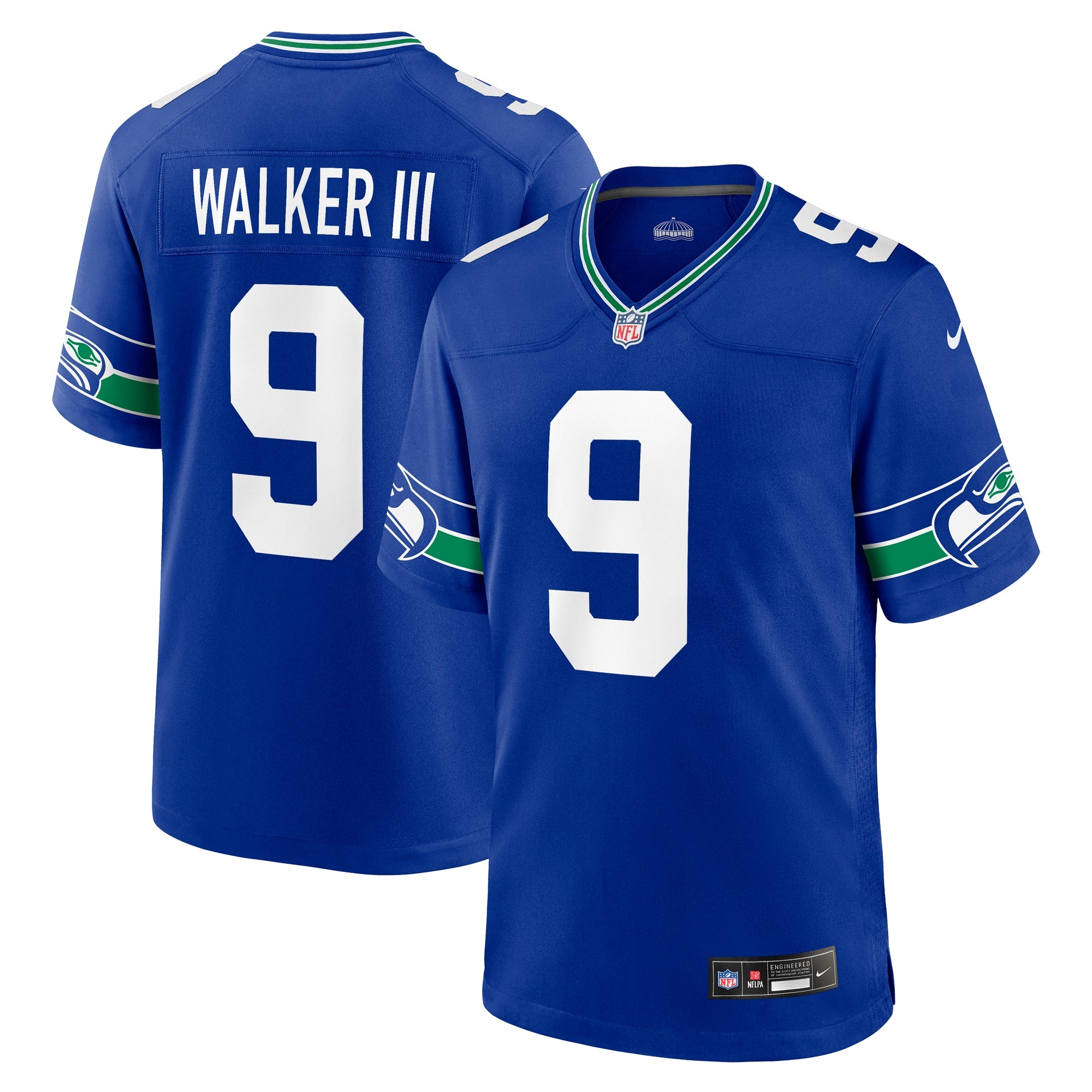 Kenneth Walker III Seattle Seahawks Throwback Player Game Jersey - Royal | Stitched Football Jersey TJS2436