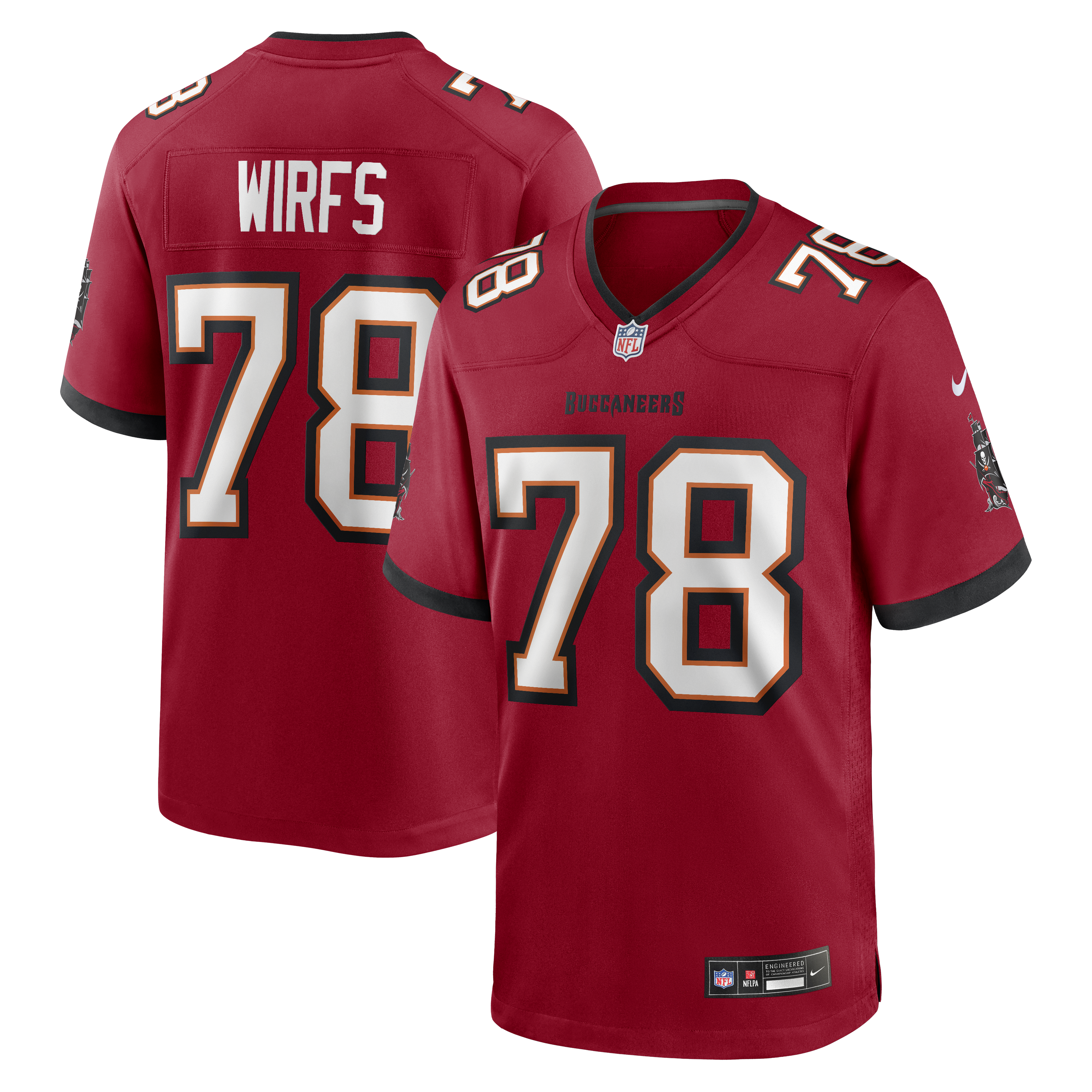 Tristan Wirfs Tampa Bay Buccaneers Player Game Jersey - Red | Stitched Football Jersey TJS2296