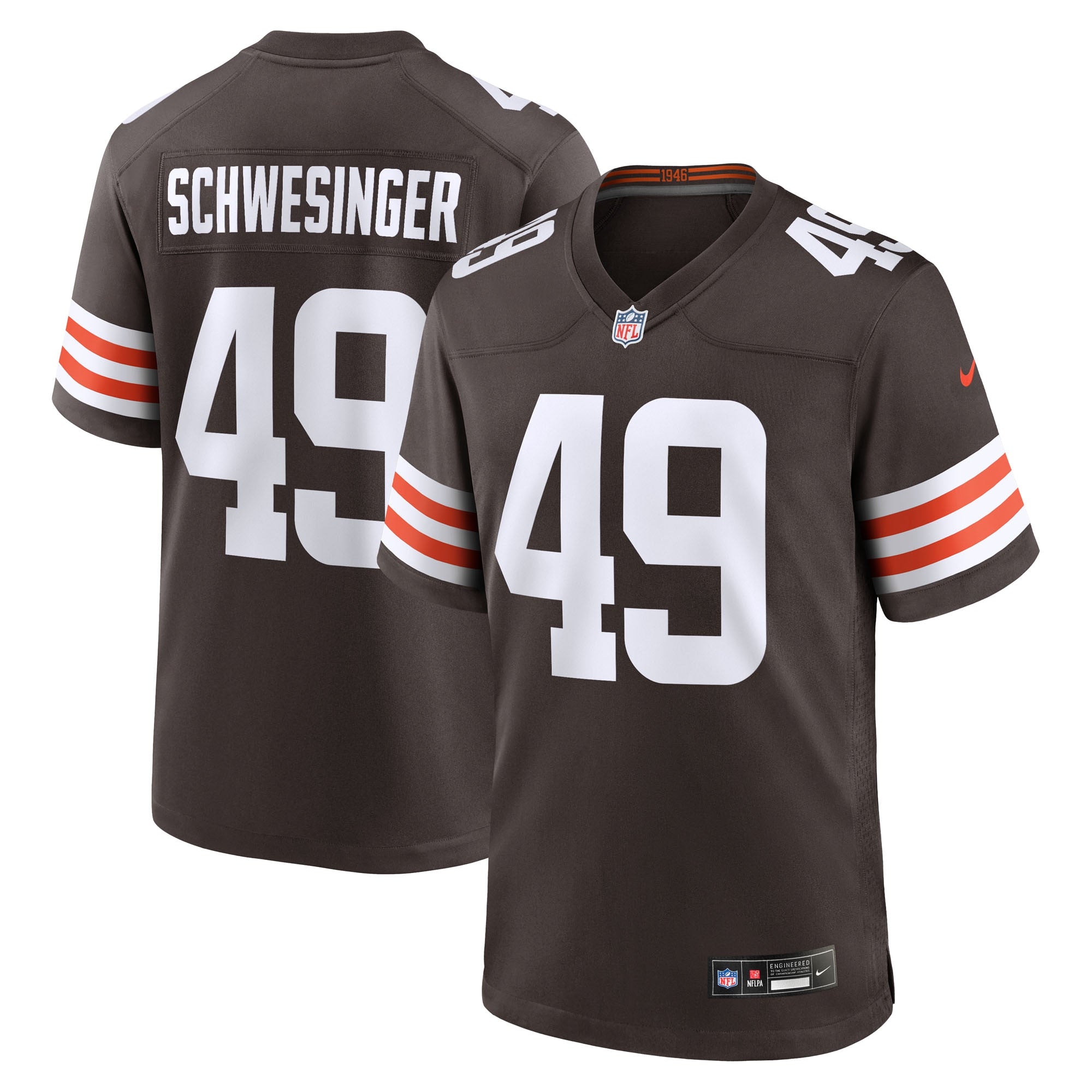 Carson Schwesinger Cleveland Browns 2025 NFL Draft Game Jersey - Brown | Stitched Football Jersey TJS2260