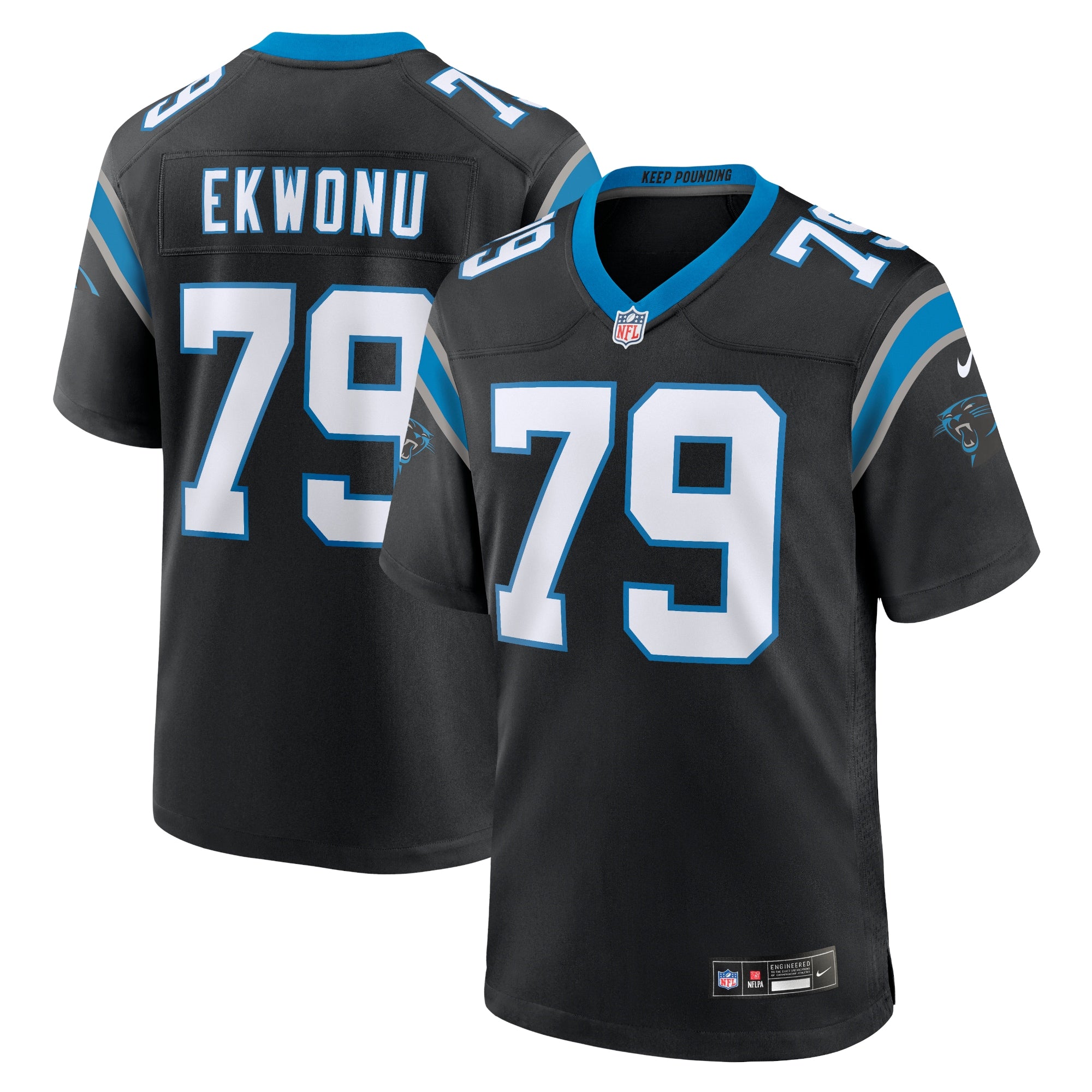 Ikem Ekwonu Carolina Panthers Game Jersey - Black | Stitched Football Jersey TJS2316