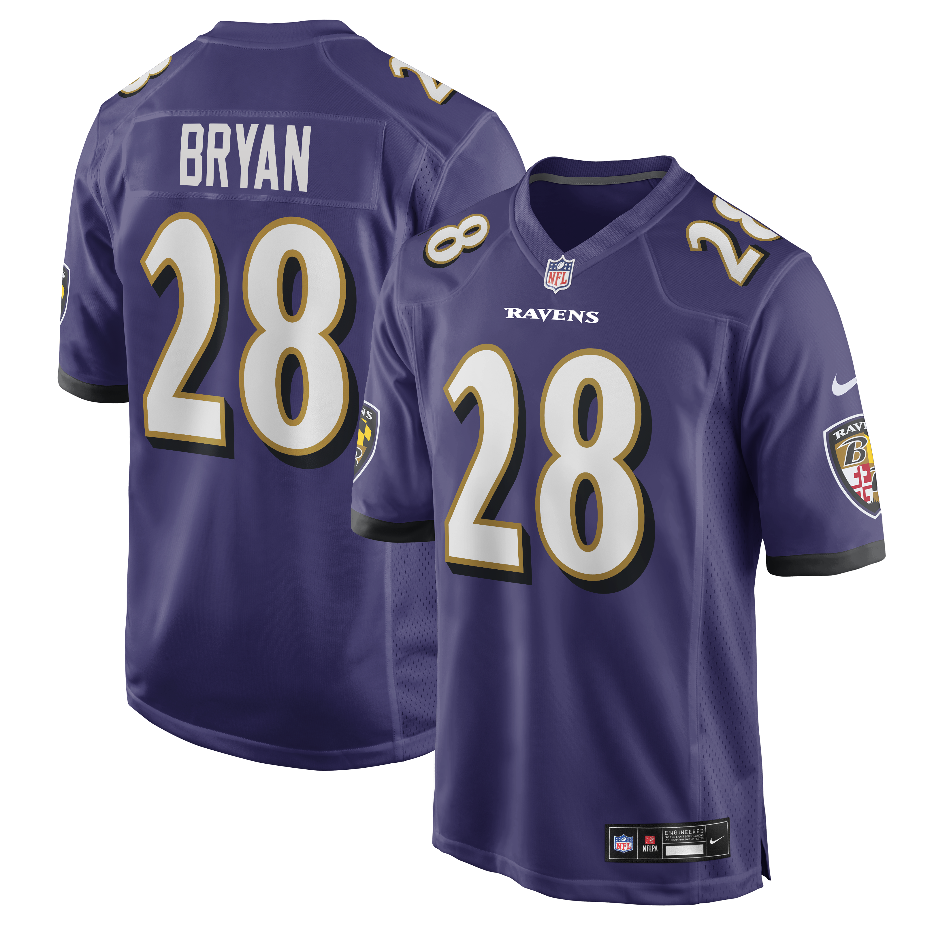 Taven Bryan Baltimore Ravens Team Game Jersey - Purple | Stitched Football Jersey TJS2203