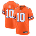 Bo Nix Denver Broncos Mile High Collection 1977 Throwback Player Game Jersey - Orange | Stitched Football Jersey TJS2224