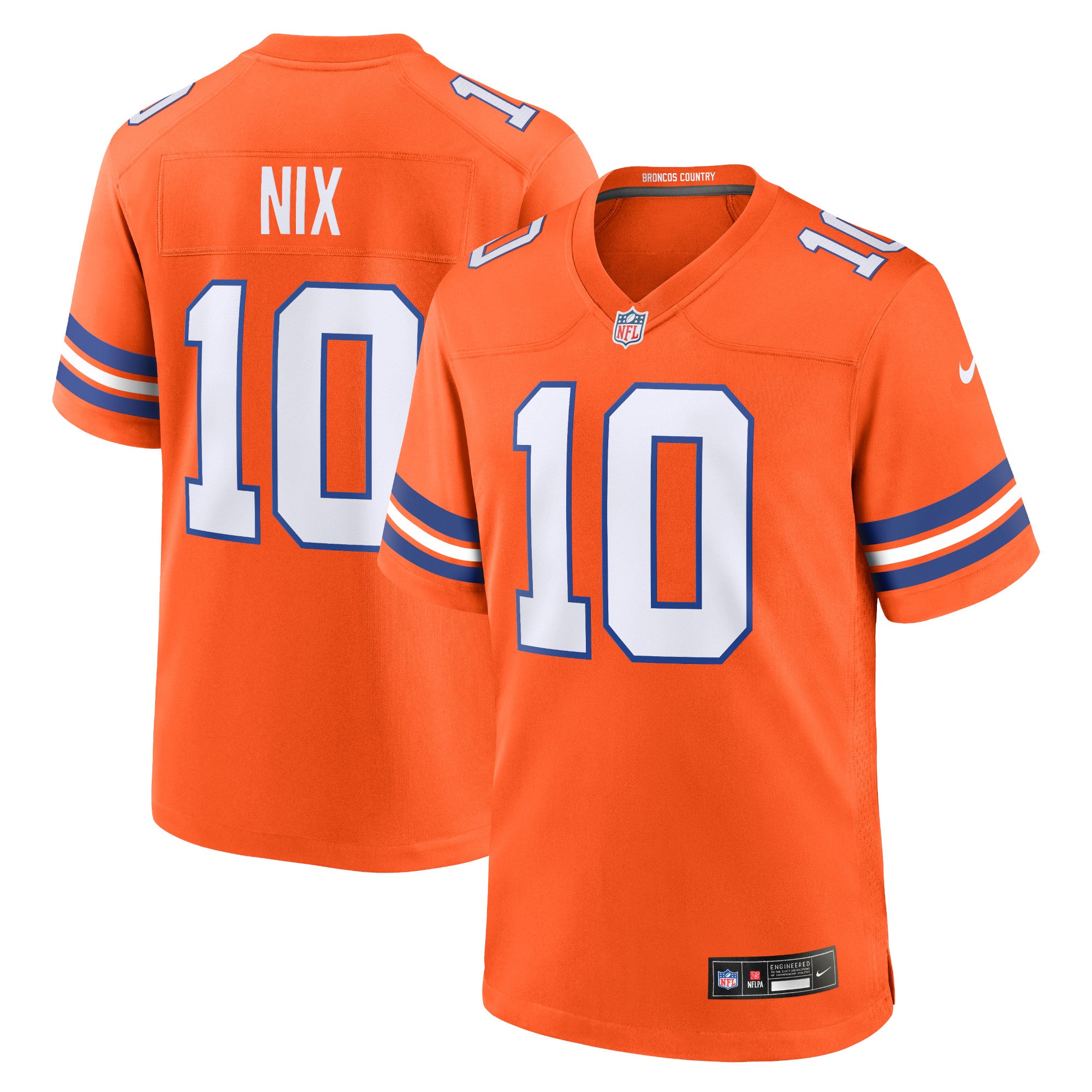 Bo Nix Denver Broncos Mile High Collection 1977 Throwback Player Game Jersey - Orange | Stitched Football Jersey TJS2224