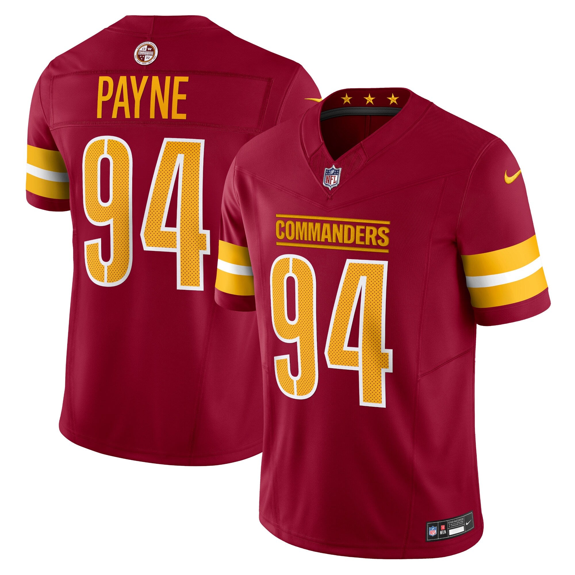 Daron Payne Washington Commanders Vapor F.U.S.E. Limited Jersey - Burgundy | Stitched Football Jersey TJS2359
