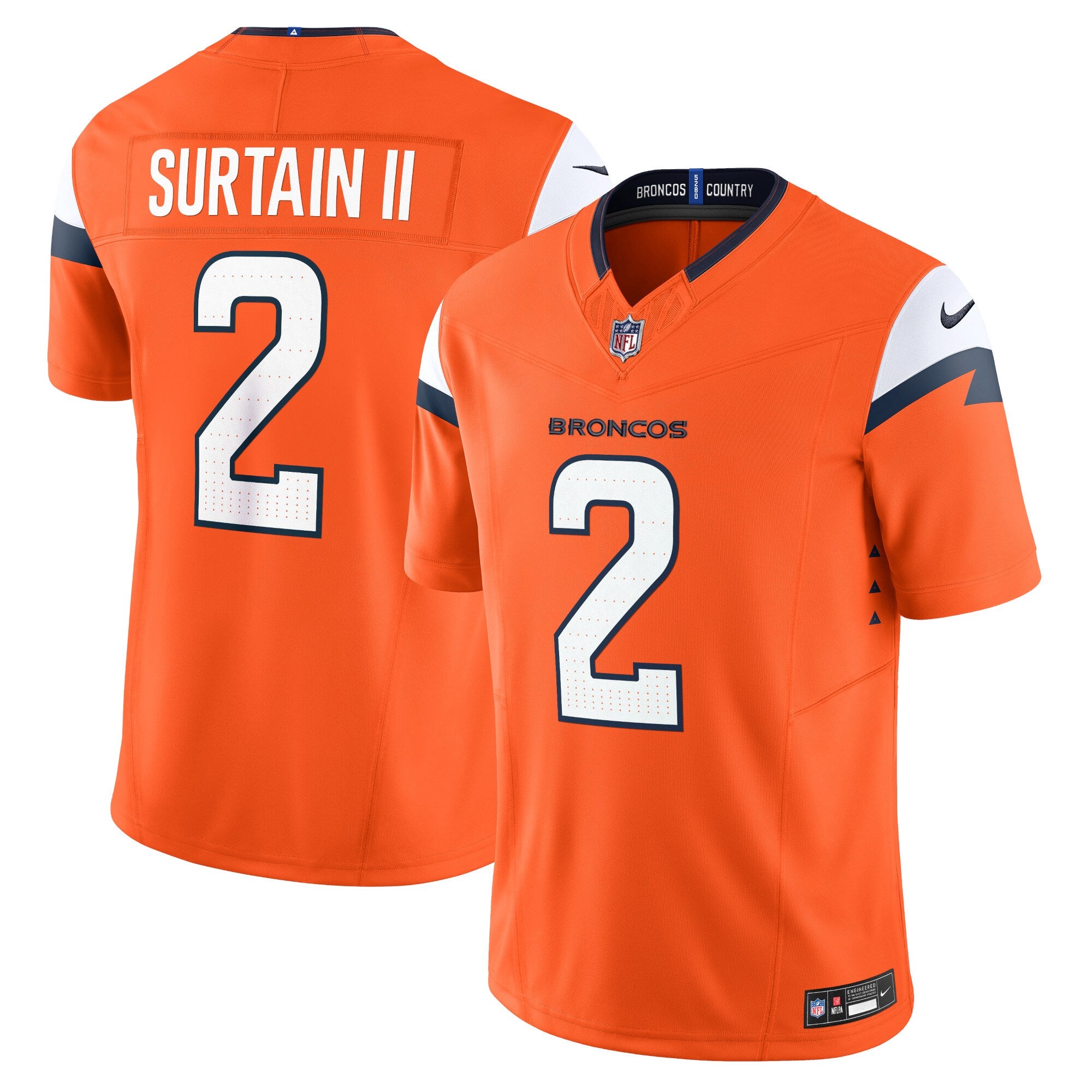 Patrick Surtain II Denver Broncos Team Vapor F.U.S.E. Limited Jersey - Orange | Stitched Football Jersey TJS2352