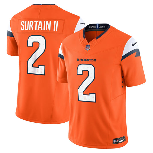 Patrick Surtain II Denver Broncos Team Vapor F.U.S.E. Limited Jersey - Orange | Stitched Football Jersey TJS2352