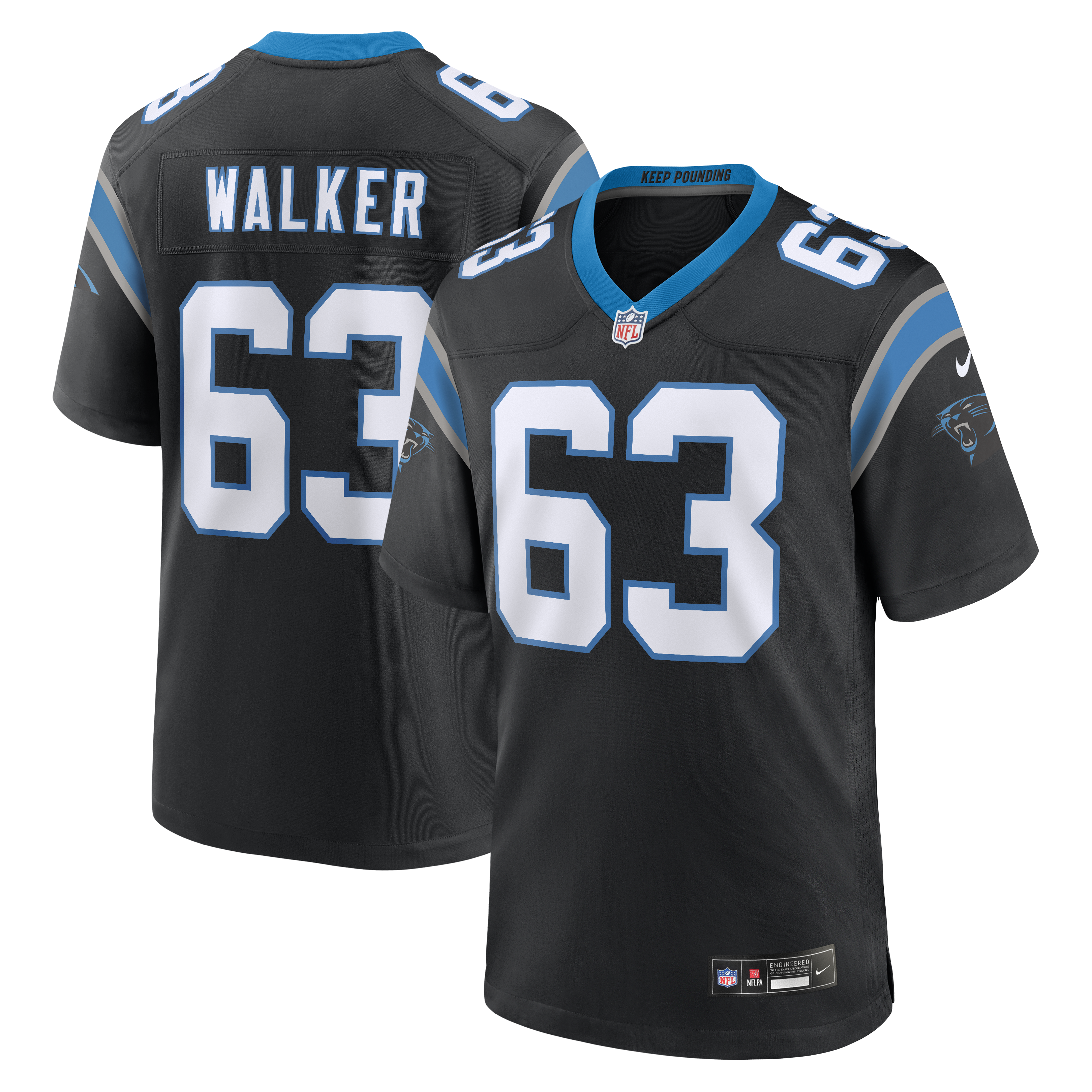 Rasheed Walker Carolina Panthers Team Game Jersey - Black | Stitched Football Jersey TJS2221