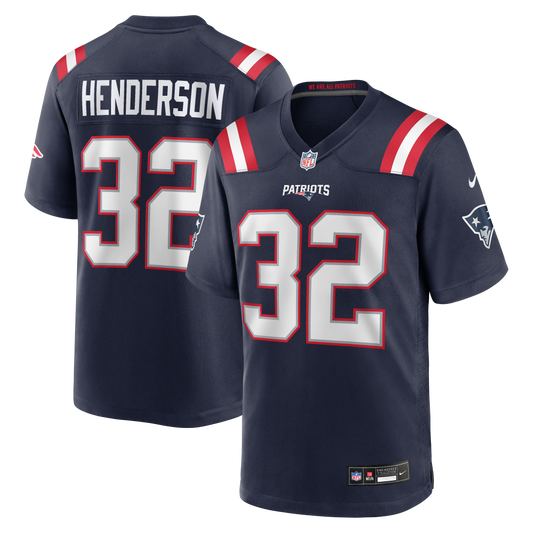 TreVeyon Henderson New England Patriots 2025 NFL Draft Game Jersey - Navy | Stitched Football Jersey TJS2364