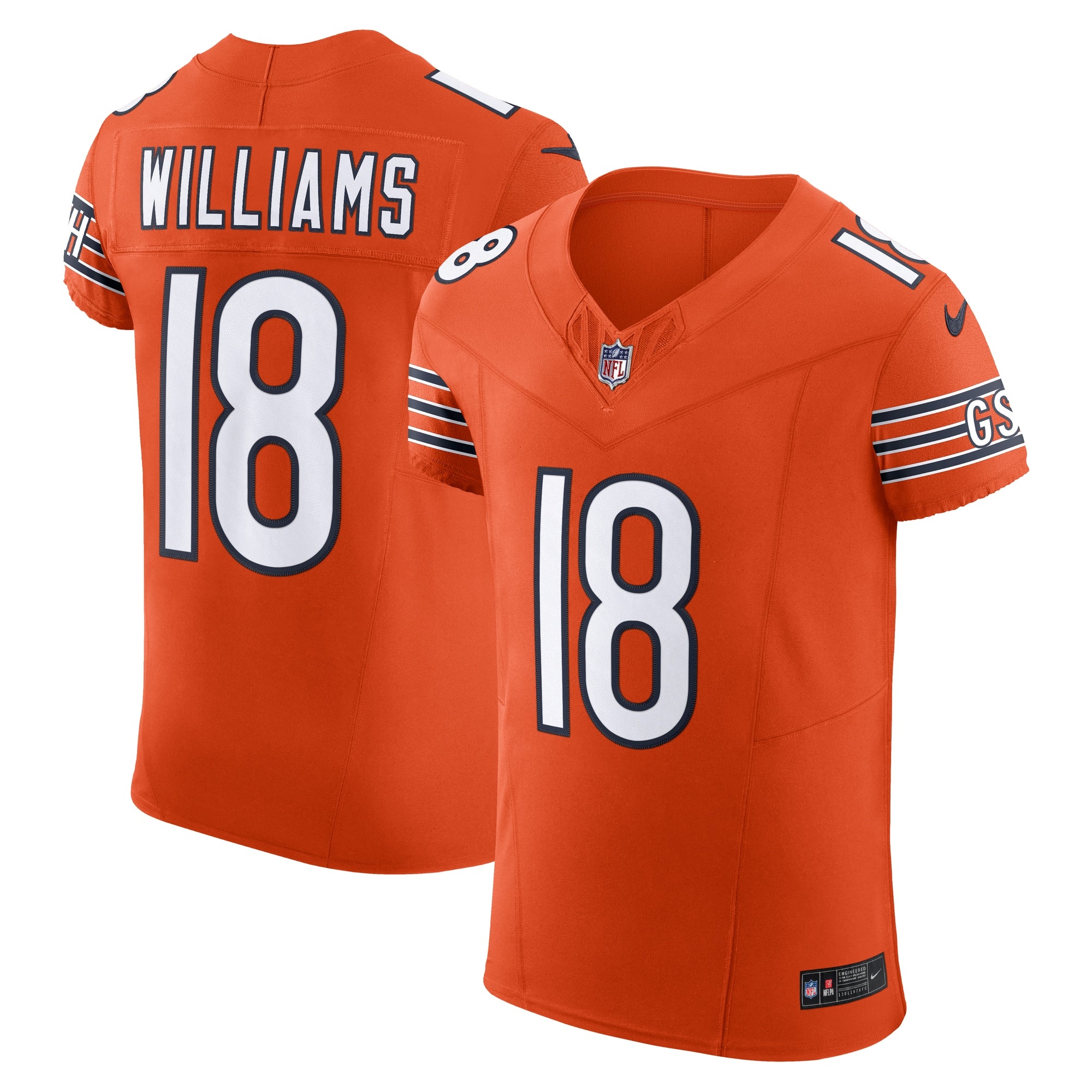 Caleb Williams Chicago Bears Alternate Vapor F.U.S.E. Elite Jersey - Orange | Stitched Football Jersey TJS2400