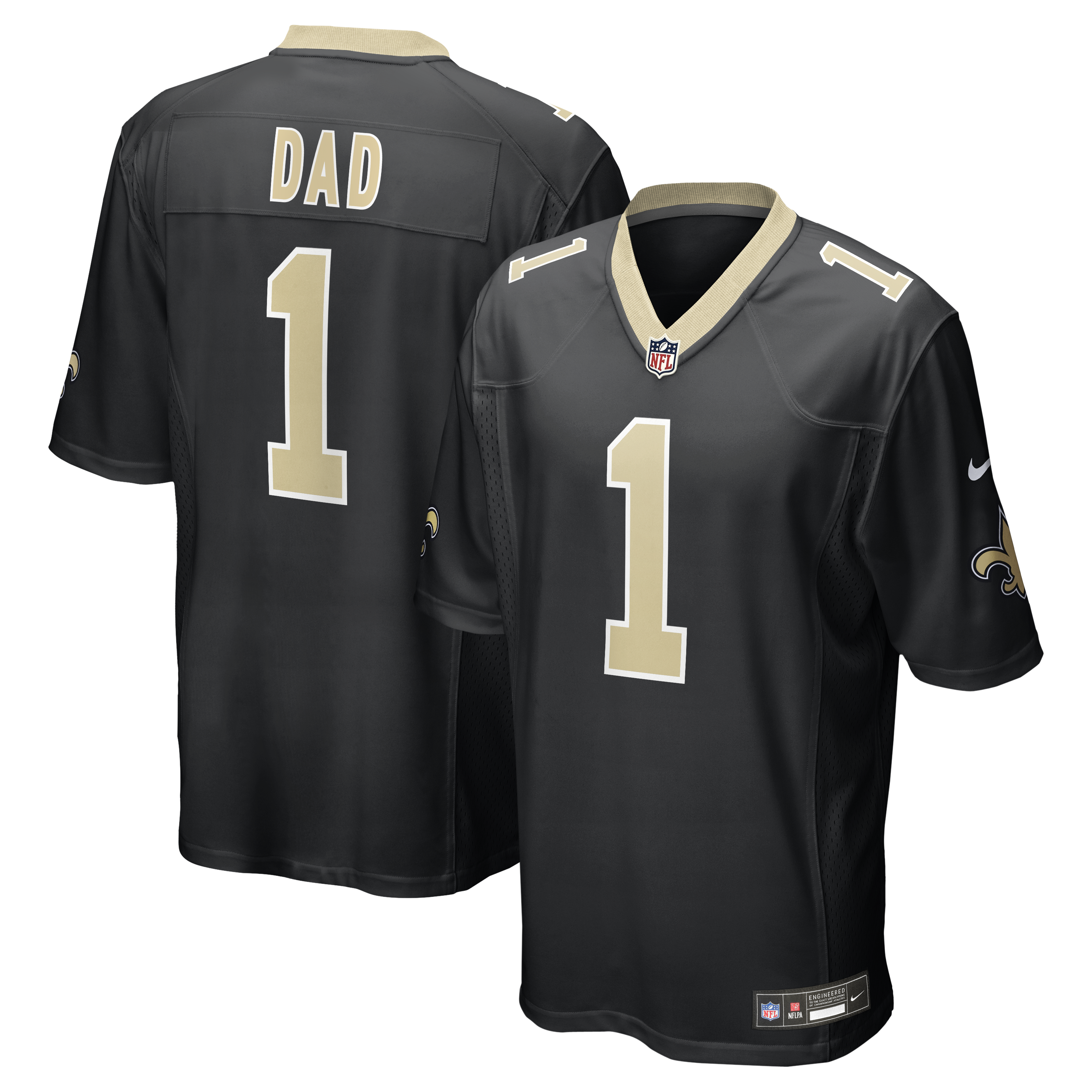 Number 1 Dad New Orleans Saints Game Jersey - Black | Stitched Football Jersey TJS2375