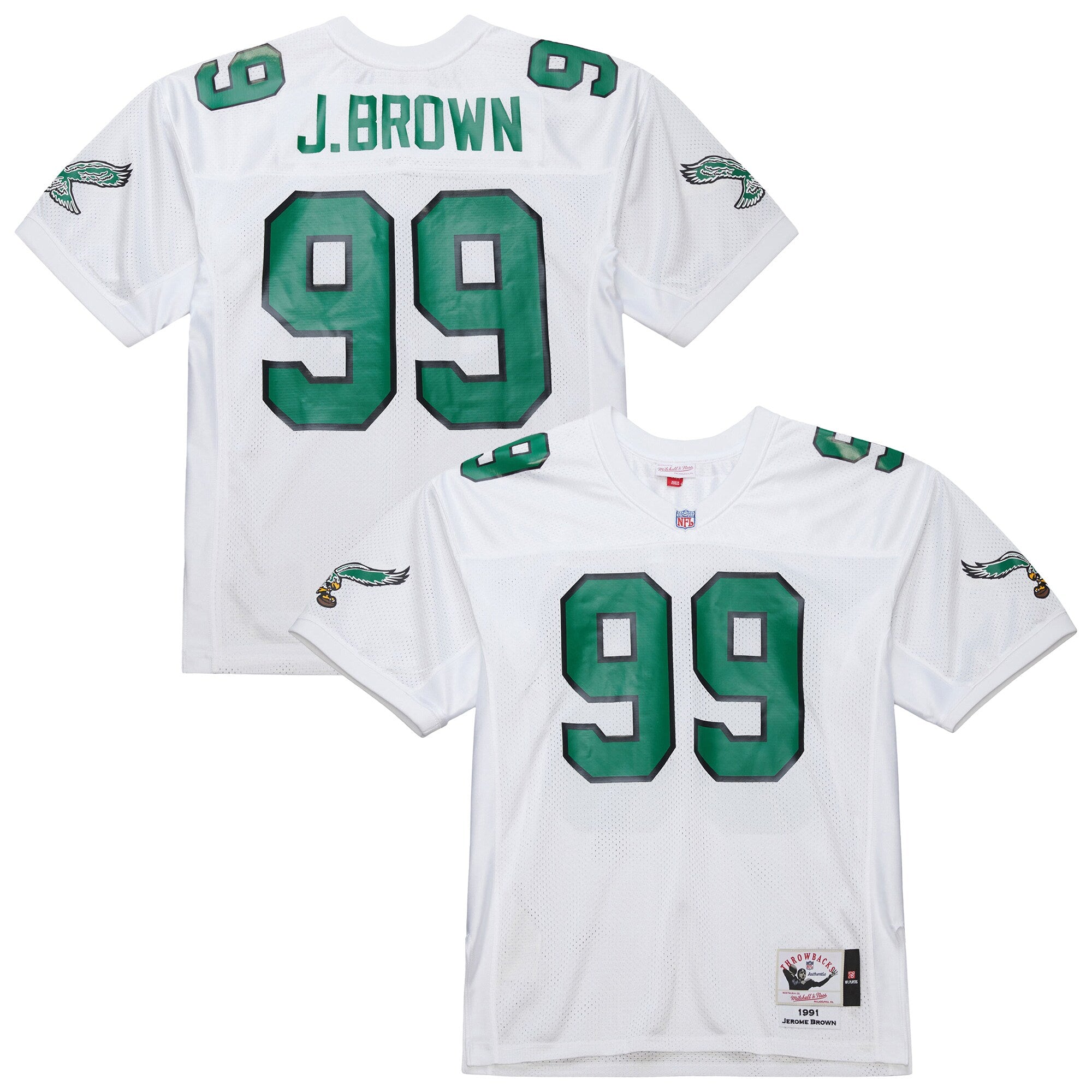 Jerome Brown Philadelphia Eagles M & N 1991 Throwback Retired Player Jersey - White | Stitched Football Jersey TJS2482