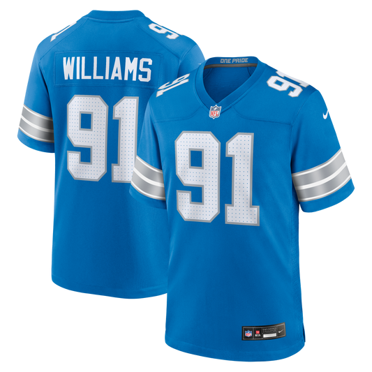 Tyleik Williams Detroit Lions Team Game Jersey - Blue | Stitched Football Jersey TJS2294