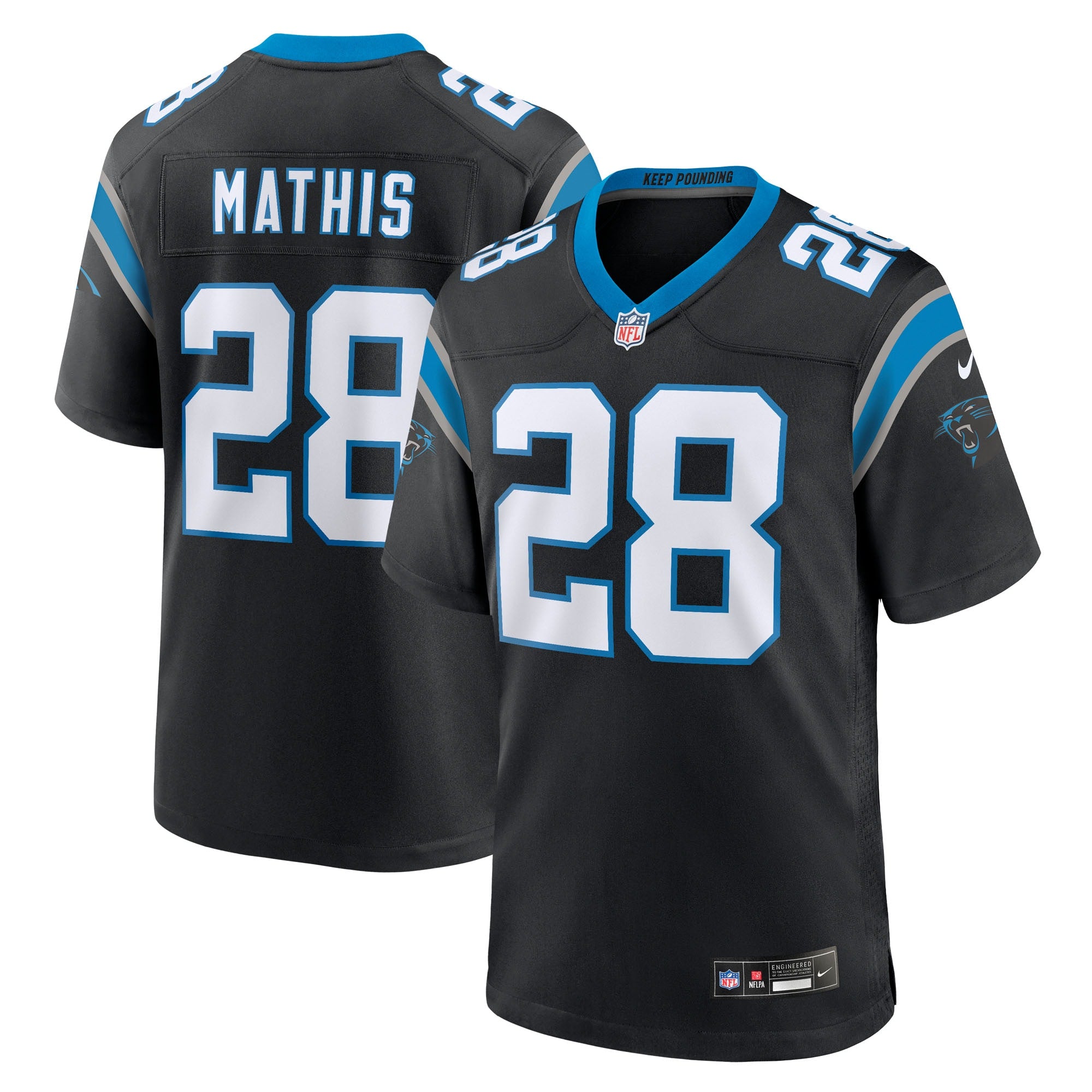 Damarri Mathis Carolina Panthers Team Game Jersey - Black | Stitched Football Jersey TJS2317