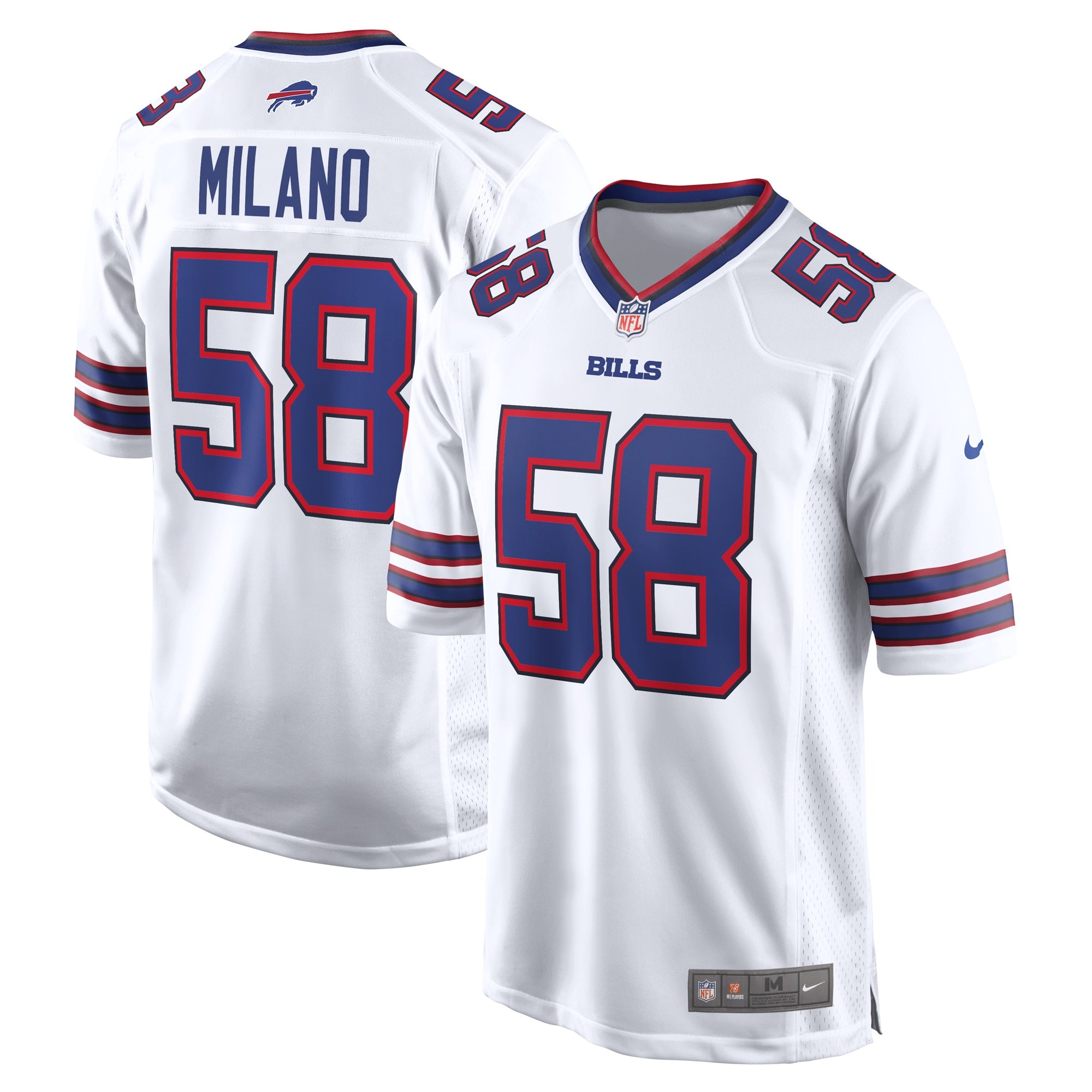 Matt Milano Buffalo Bills Away Game Player Jersey - White | Stitched Football Jersey TJS2561