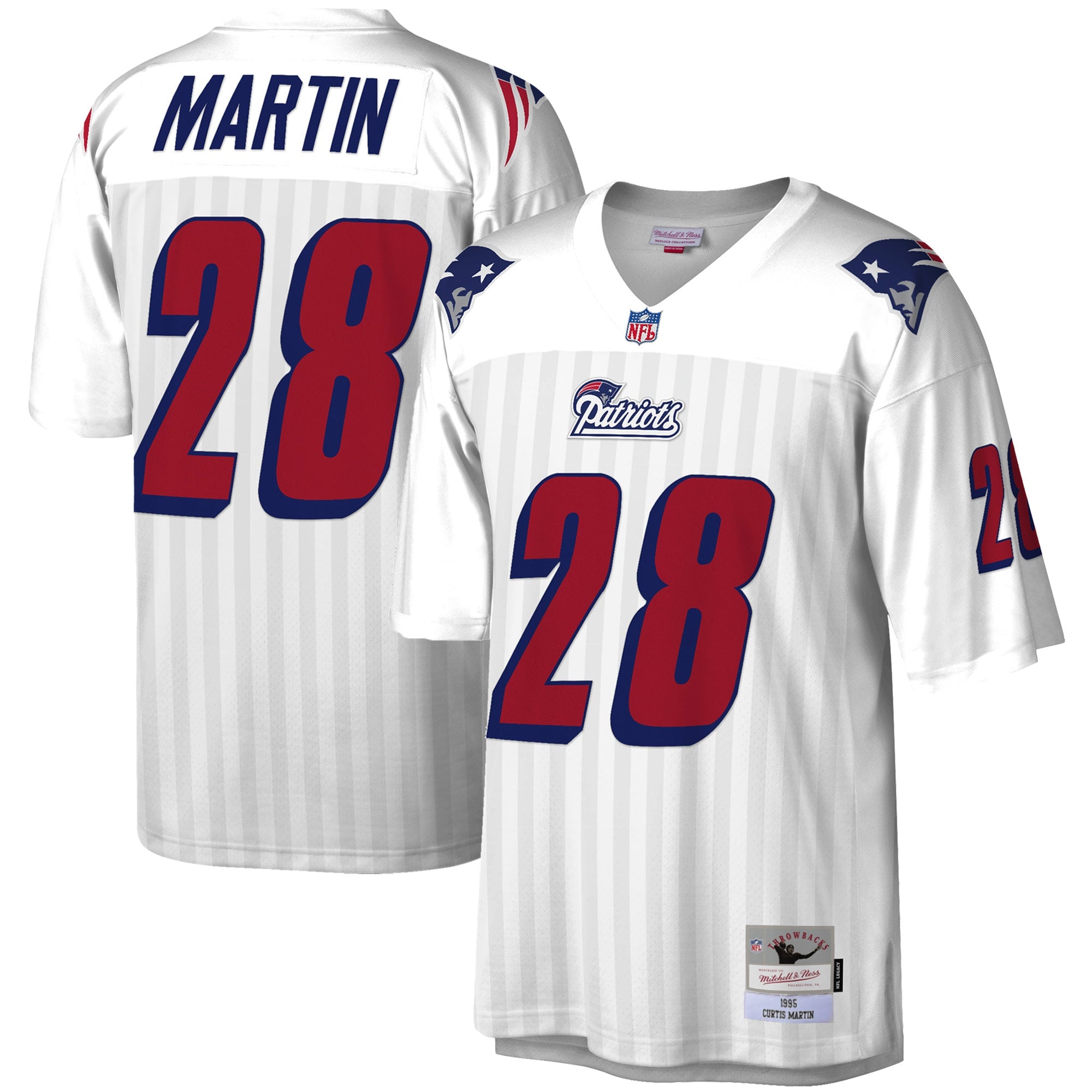 Curtis Martin New England Patriots M & N Legacy Replica Jersey - White | Stitched Football Jersey TJS2579