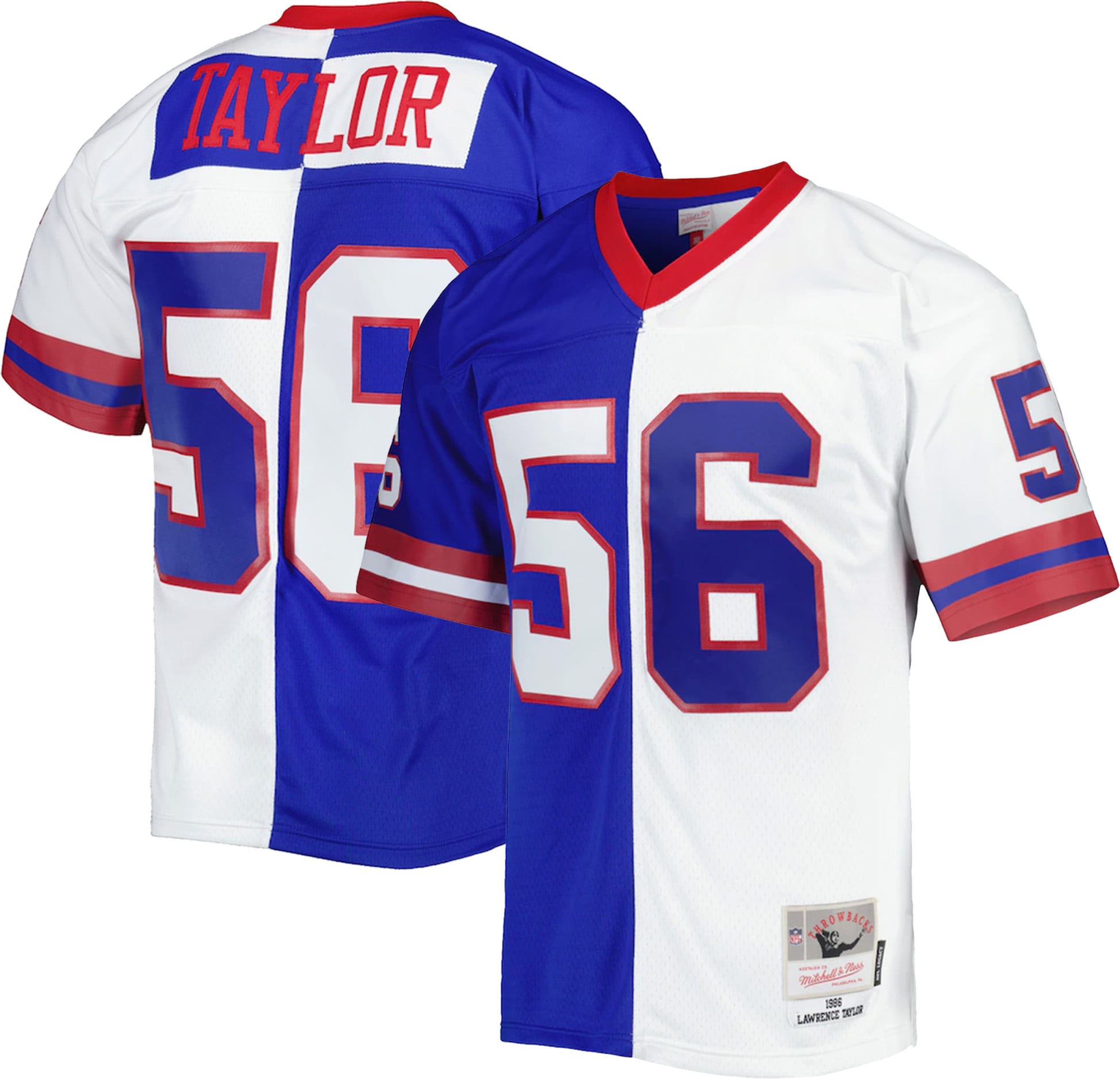 Lawrence Taylor New York Giants M & N 1986 Split Legacy Replica Jersey - Royal/White | Stitched Football Jersey TJS2521